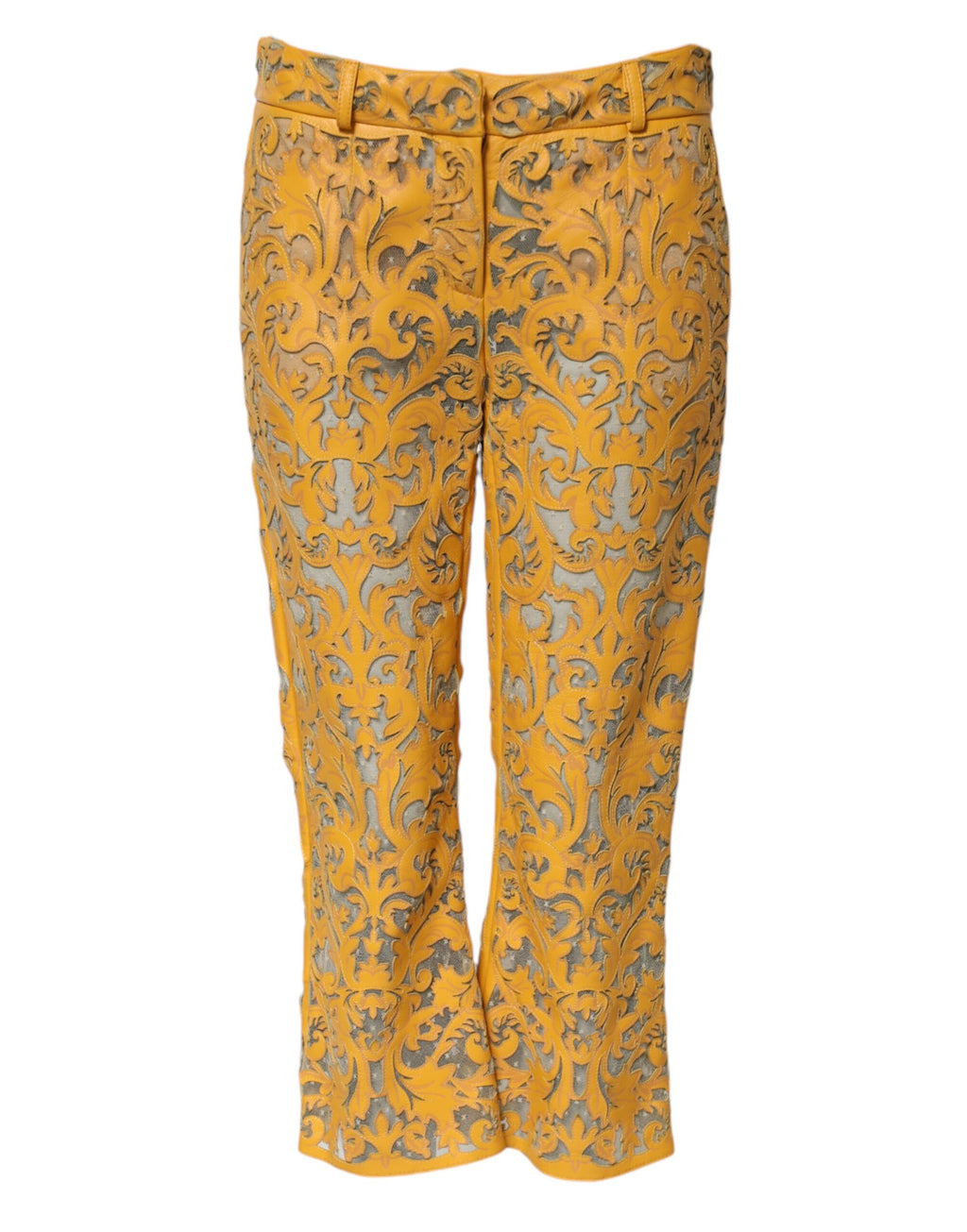Pantacourt Dolce & Gabbana en dentelle florale jaune taille mi-haute