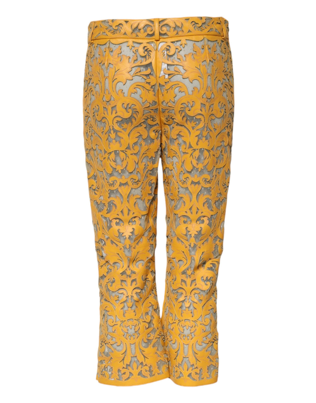 Pantacourt Dolce & Gabbana en dentelle florale jaune taille mi-haute