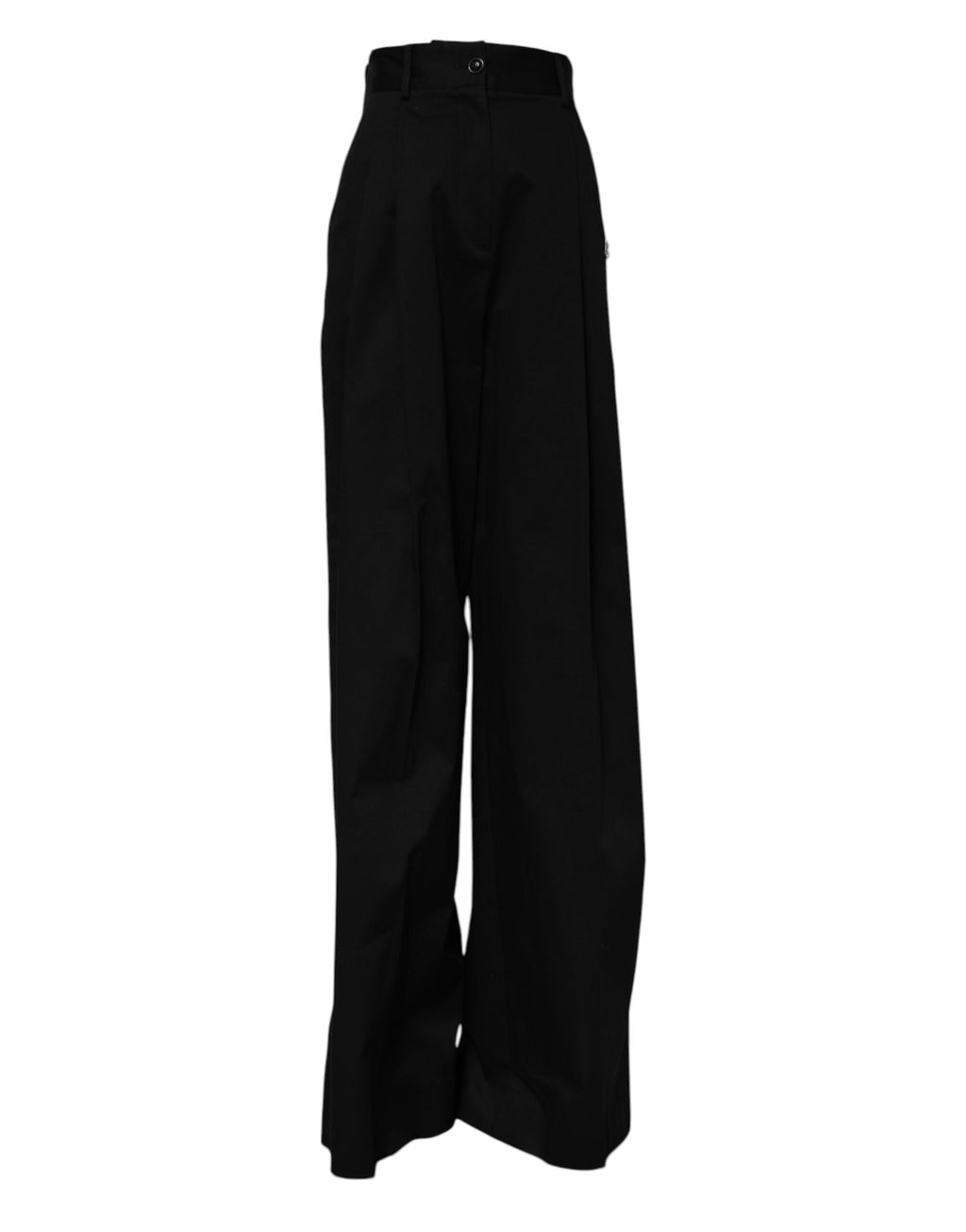Pantalon taille haute large en coton noir Dolce & Gabbana