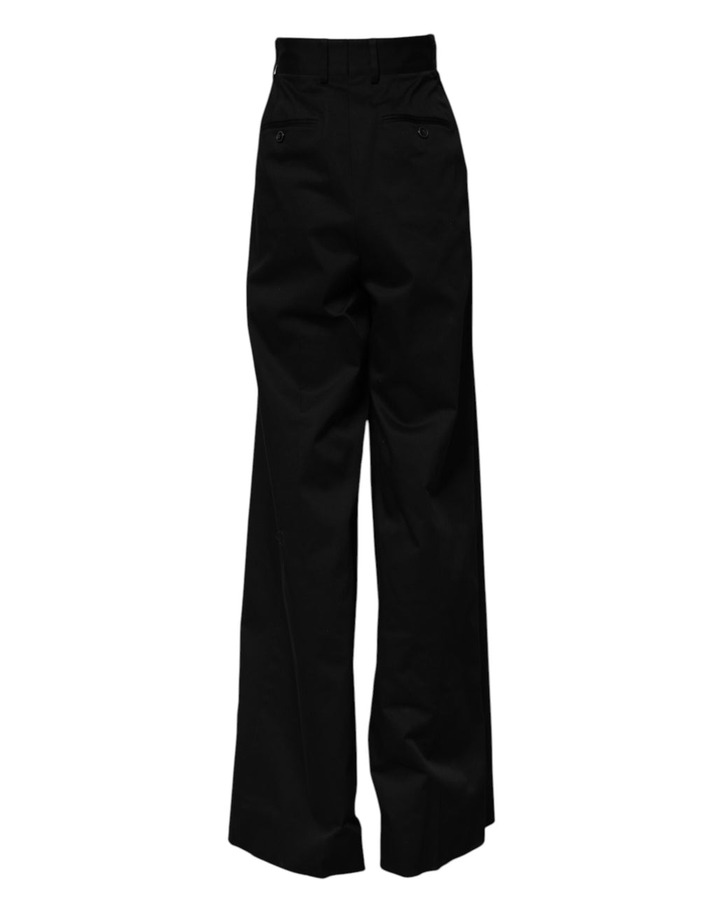 Pantalon taille haute large en coton noir Dolce & Gabbana