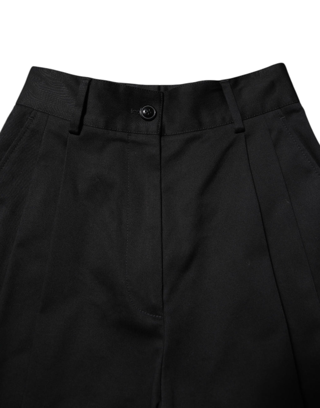 Pantalon taille haute large en coton noir Dolce & Gabbana