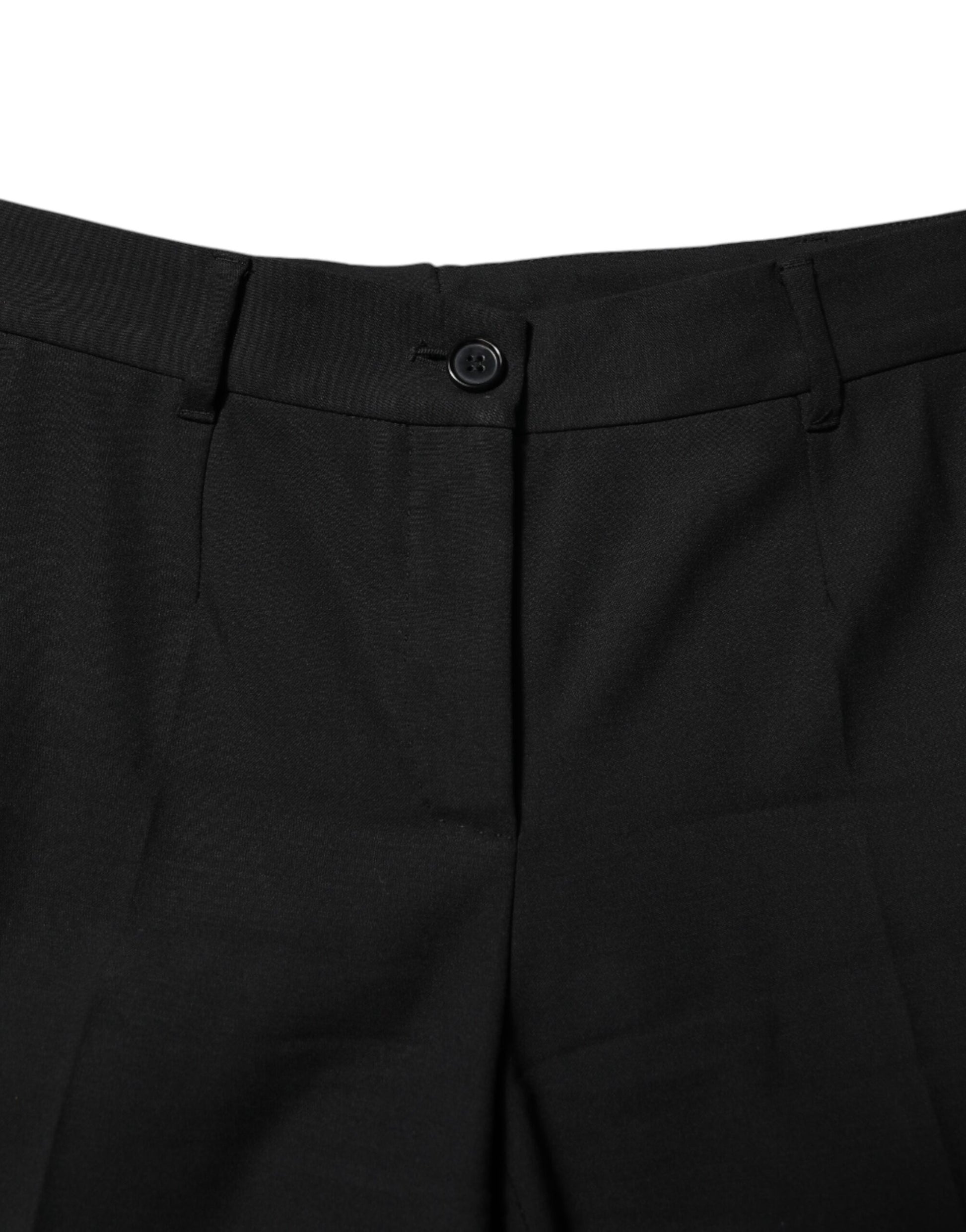 Pantalon fuselé noir en laine taille haute Dolce & Gabbana