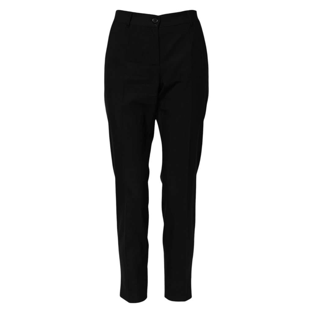 Pantalon fuselé noir en laine taille haute Dolce & Gabbana