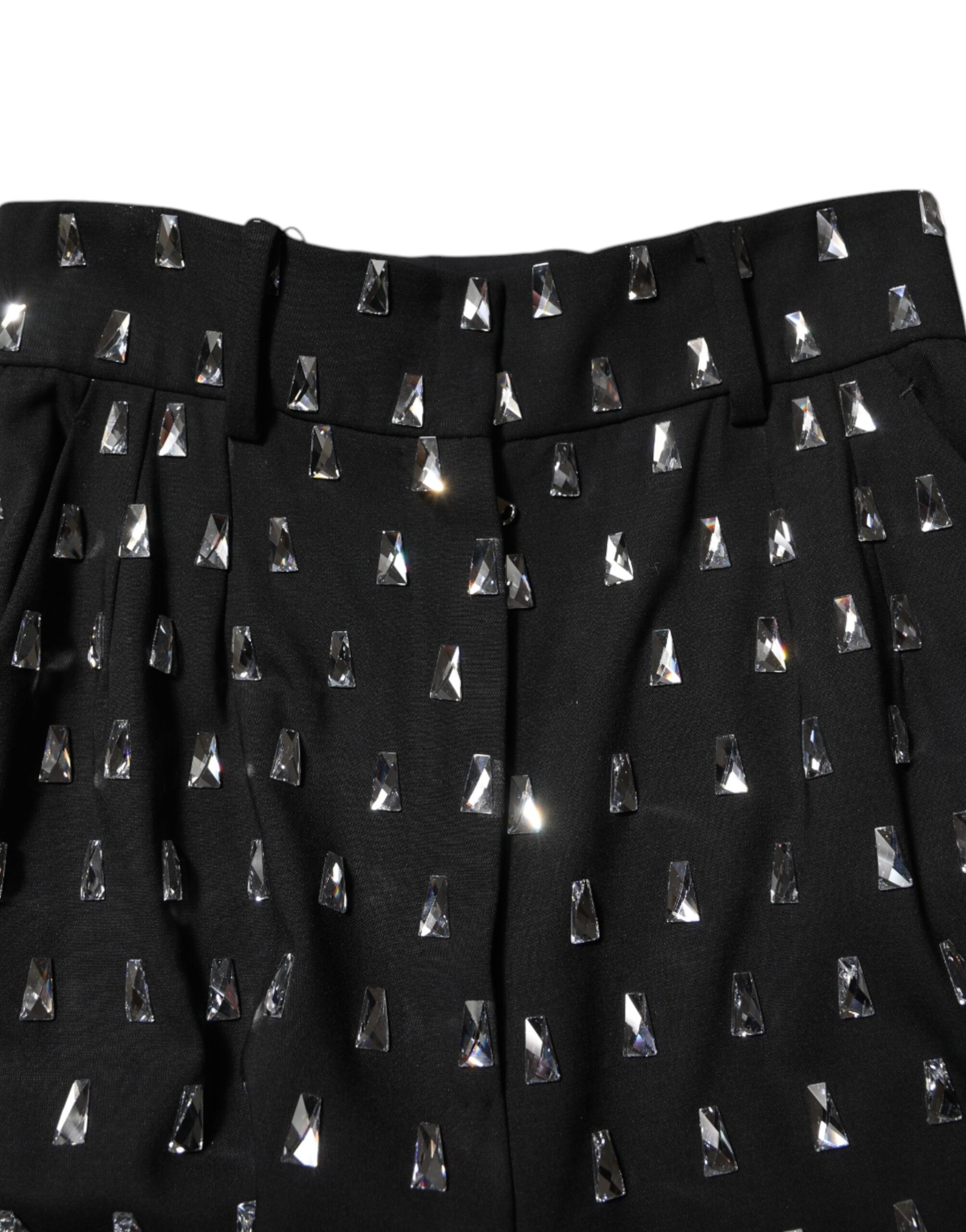 Pantalon large Dolce & Gabbana noir orné de cristaux