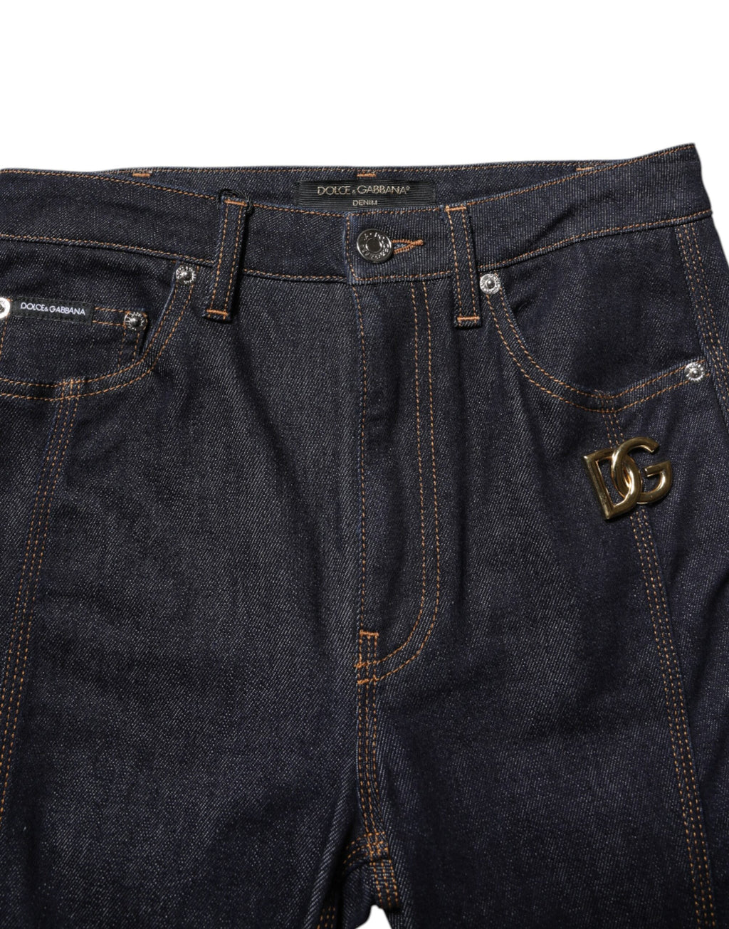 Dolce & Gabbana Jean en denim noir, coupe bottillon, taille mi-haute en coton