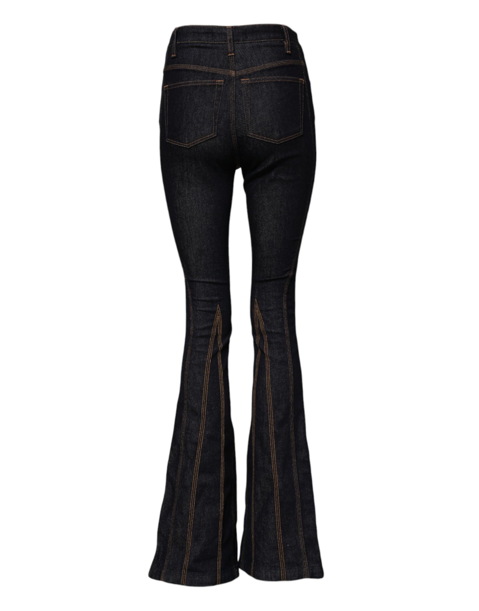 Dolce & Gabbana Jean en denim noir, coupe bottillon, taille mi-haute en coton