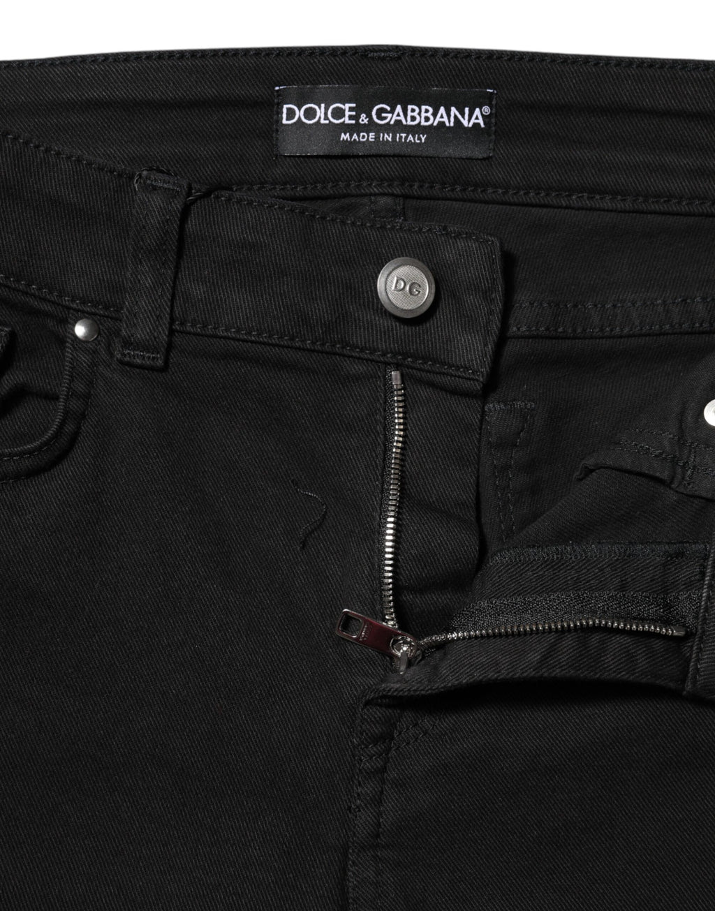 Jeans skinny taille moyenne en coton noir à logo Dolce & Gabbana