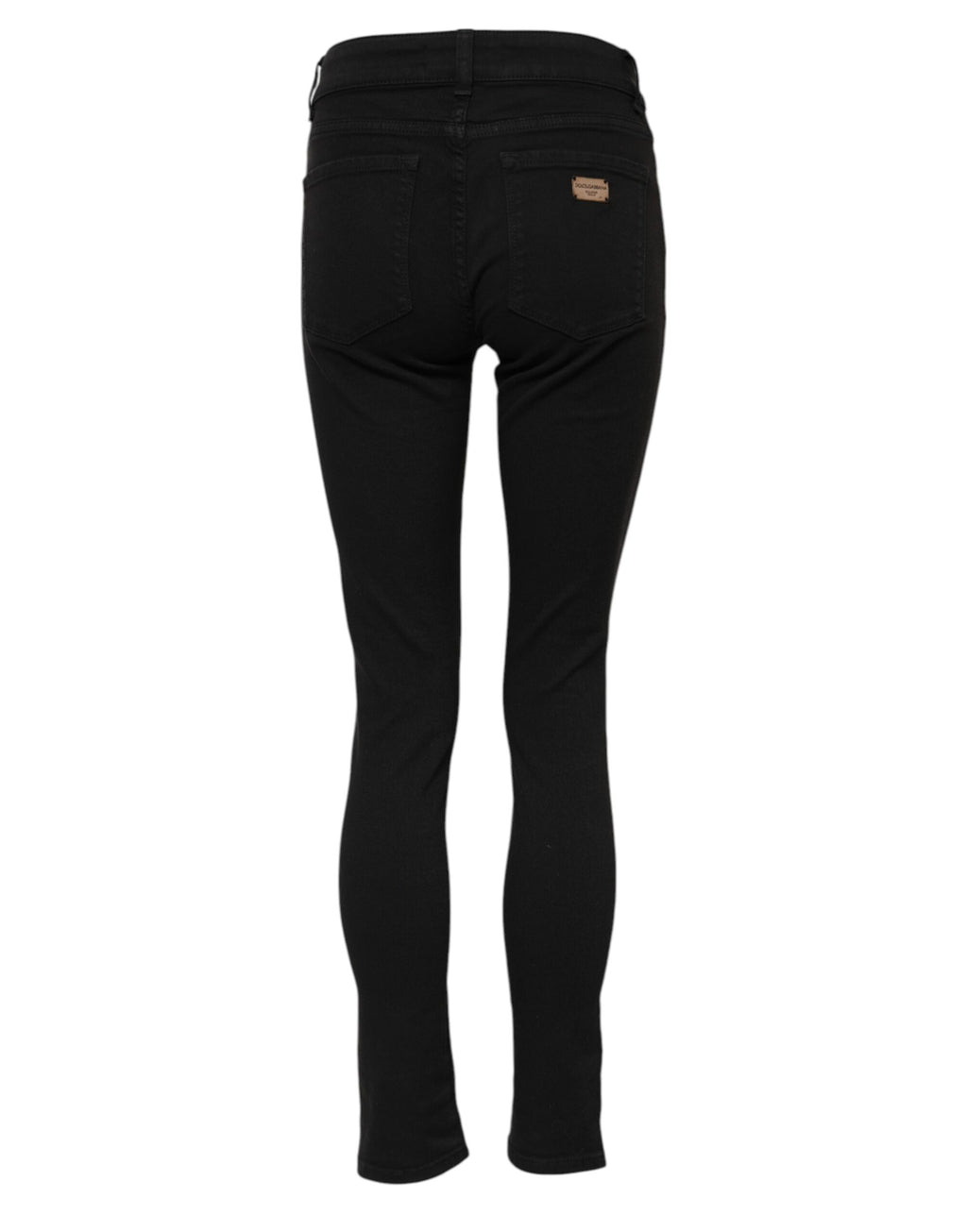 Jeans skinny taille moyenne en coton noir à logo Dolce & Gabbana