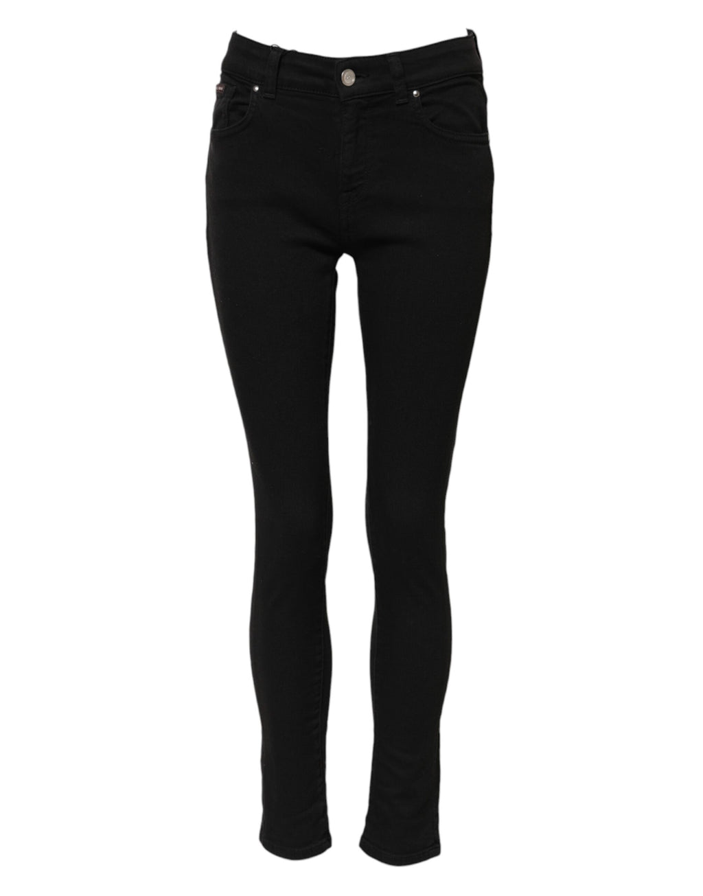Jeans skinny taille moyenne en coton noir à logo Dolce & Gabbana
