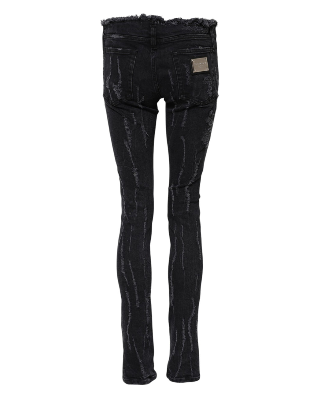 Jean skinny en denim de coton noir effiloché Dolce & Gabbana