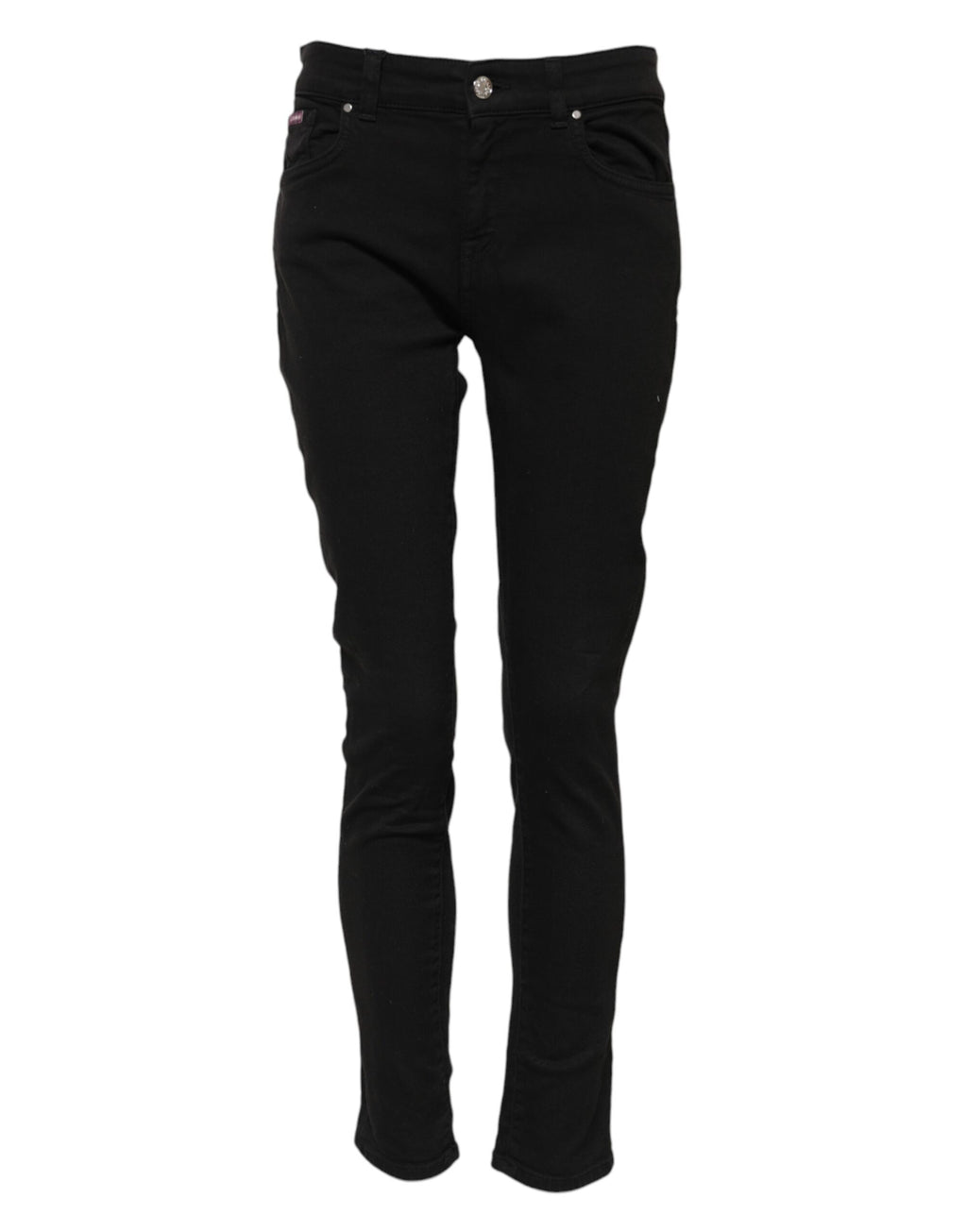 Jean slim en denim noir à logo et taille mi-haute Dolce & Gabbana en coton