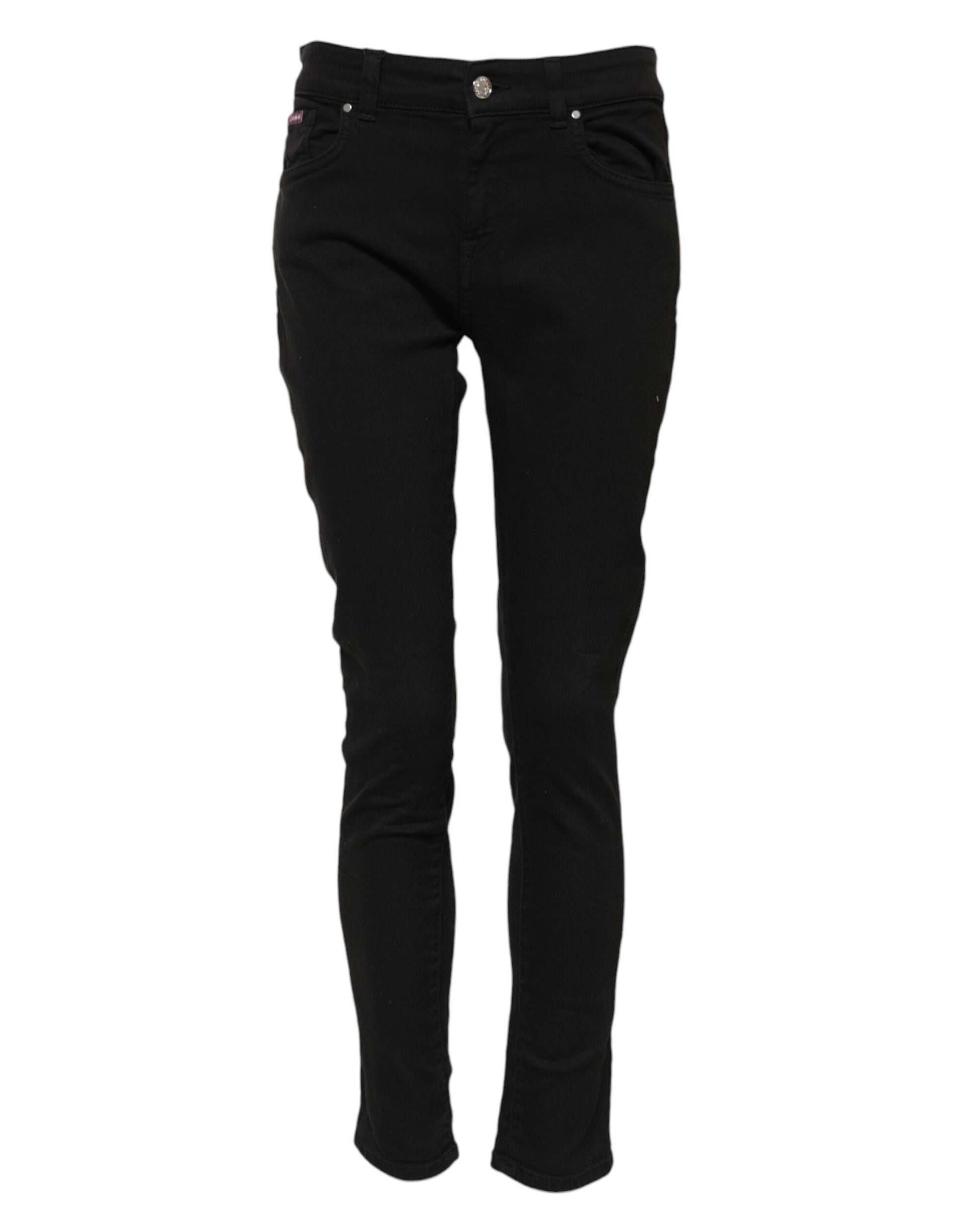 Jean slim en denim noir à logo et taille mi-haute Dolce & Gabbana en coton