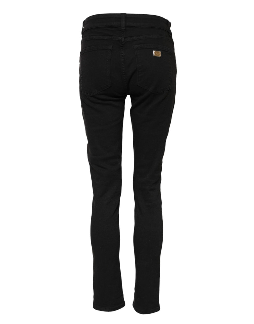 Jean slim en denim noir à logo et taille mi-haute Dolce & Gabbana en coton