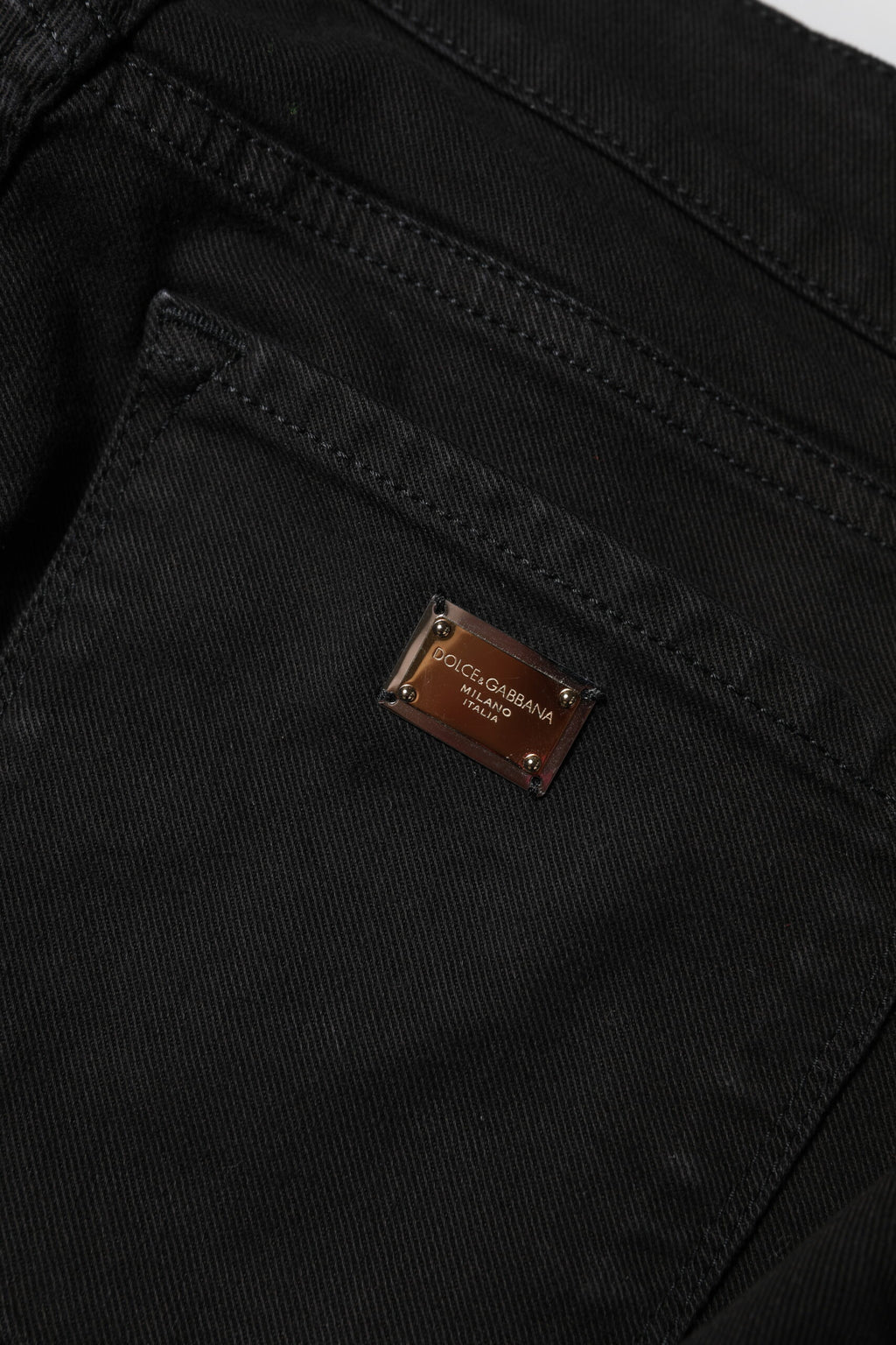 Jean slim en denim noir à logo et taille mi-haute Dolce & Gabbana en coton