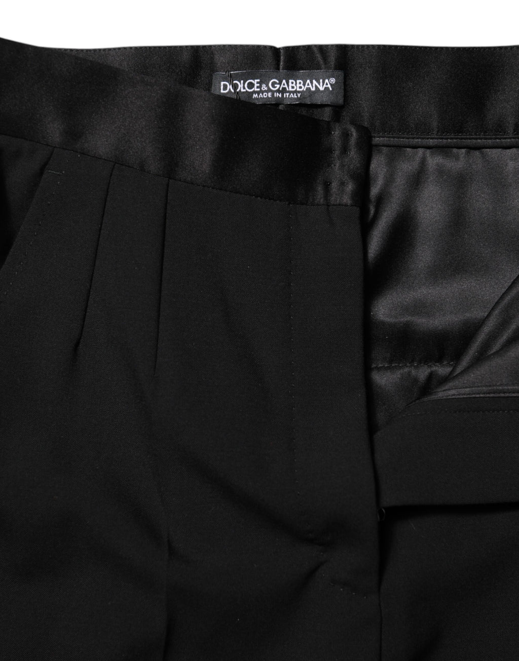 Pantalon fuseau noir taille haute en laine Dolce & Gabbana