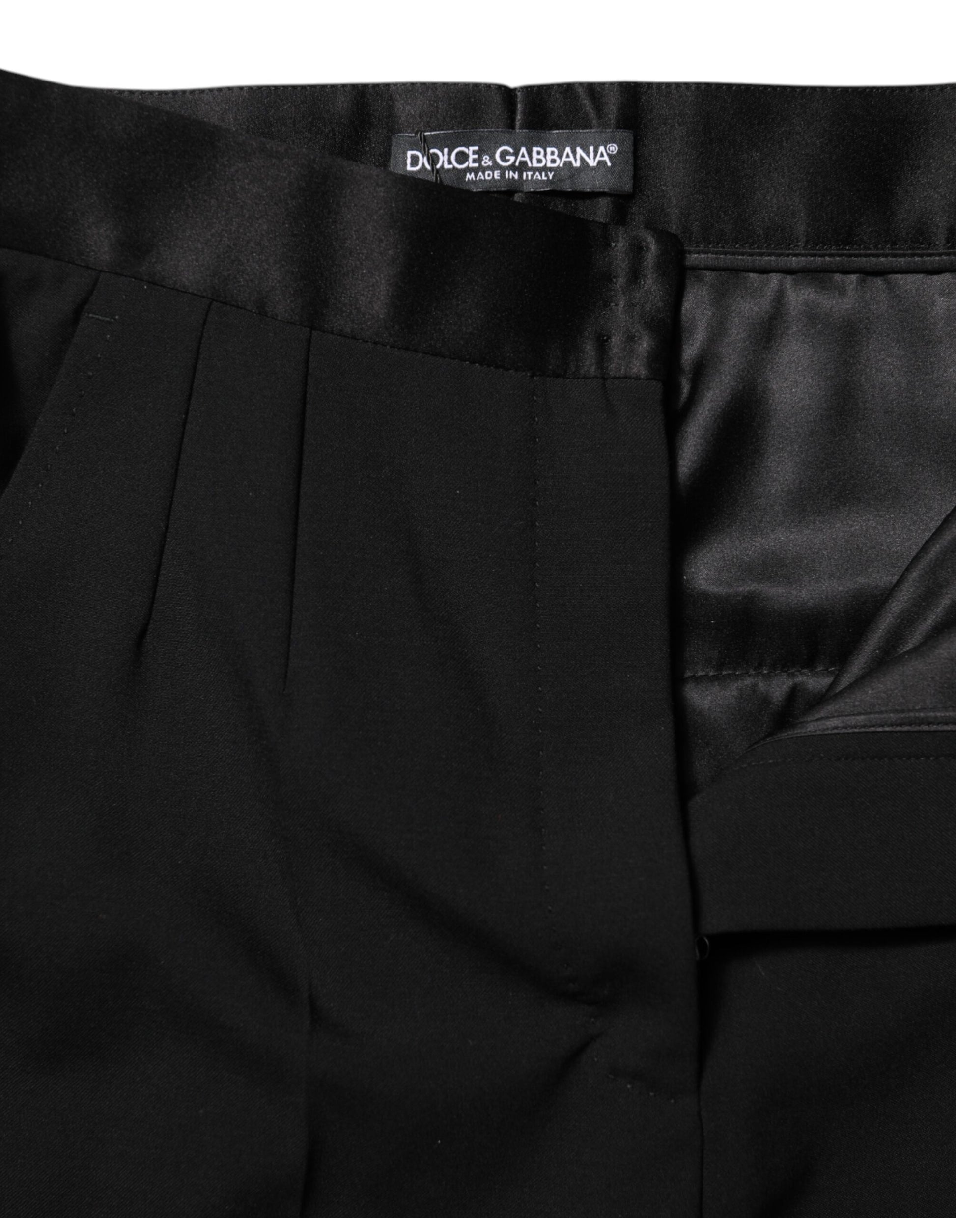 Pantalon fuseau noir taille haute en laine Dolce & Gabbana