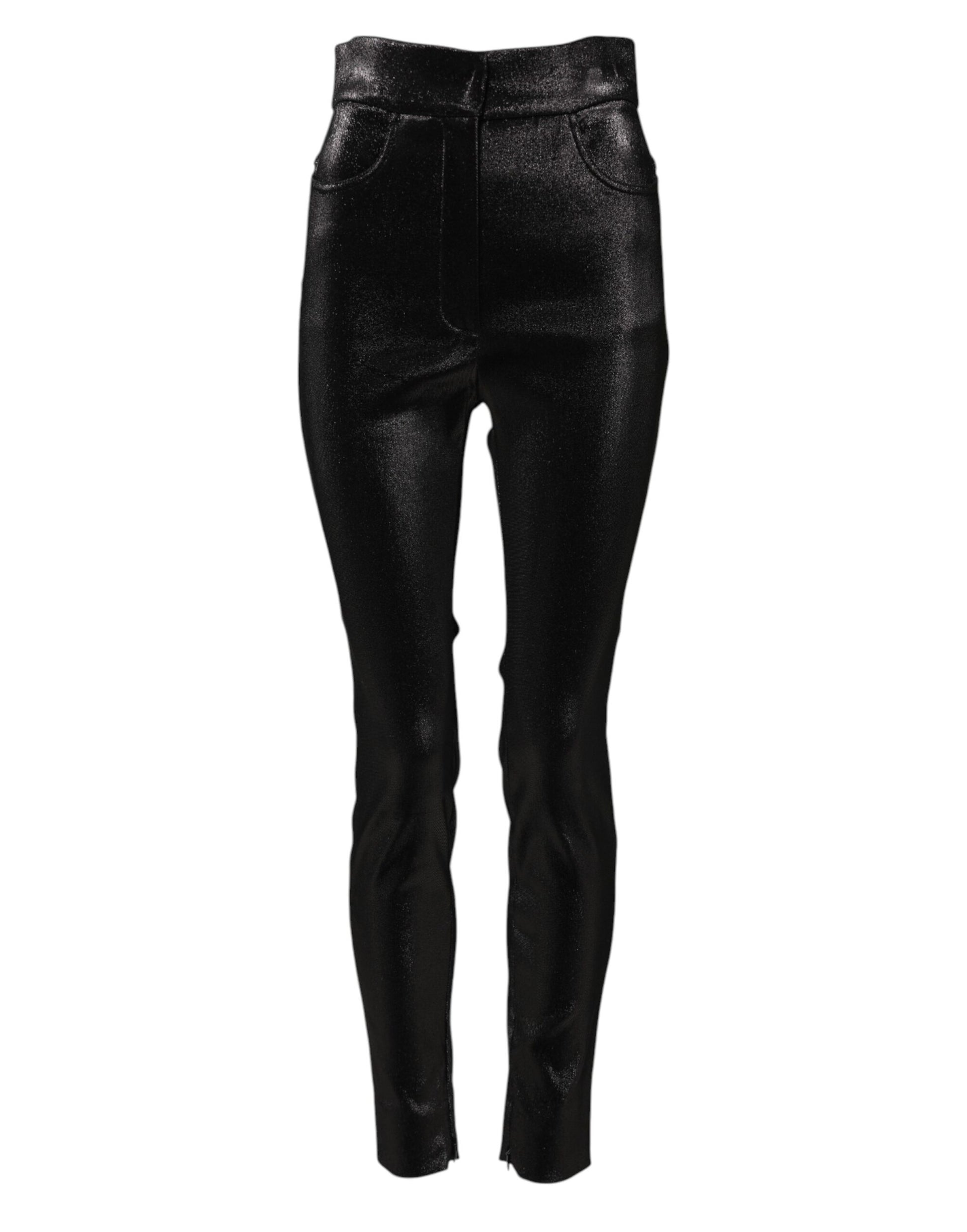 Pantalon slim Dolce & Gabbana en coton stretch noir à fil lurex