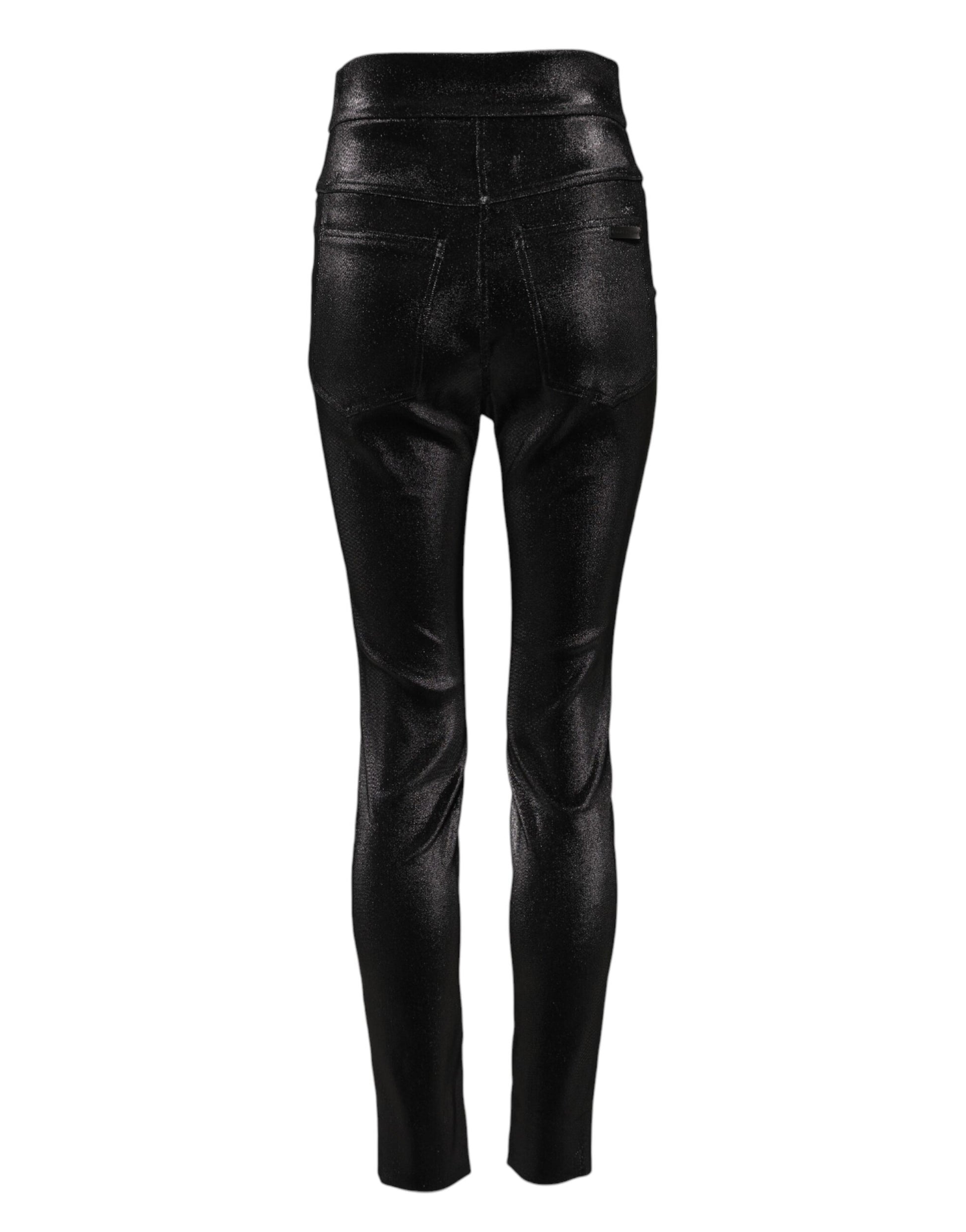 Pantalon slim Dolce & Gabbana en coton stretch noir à fil lurex