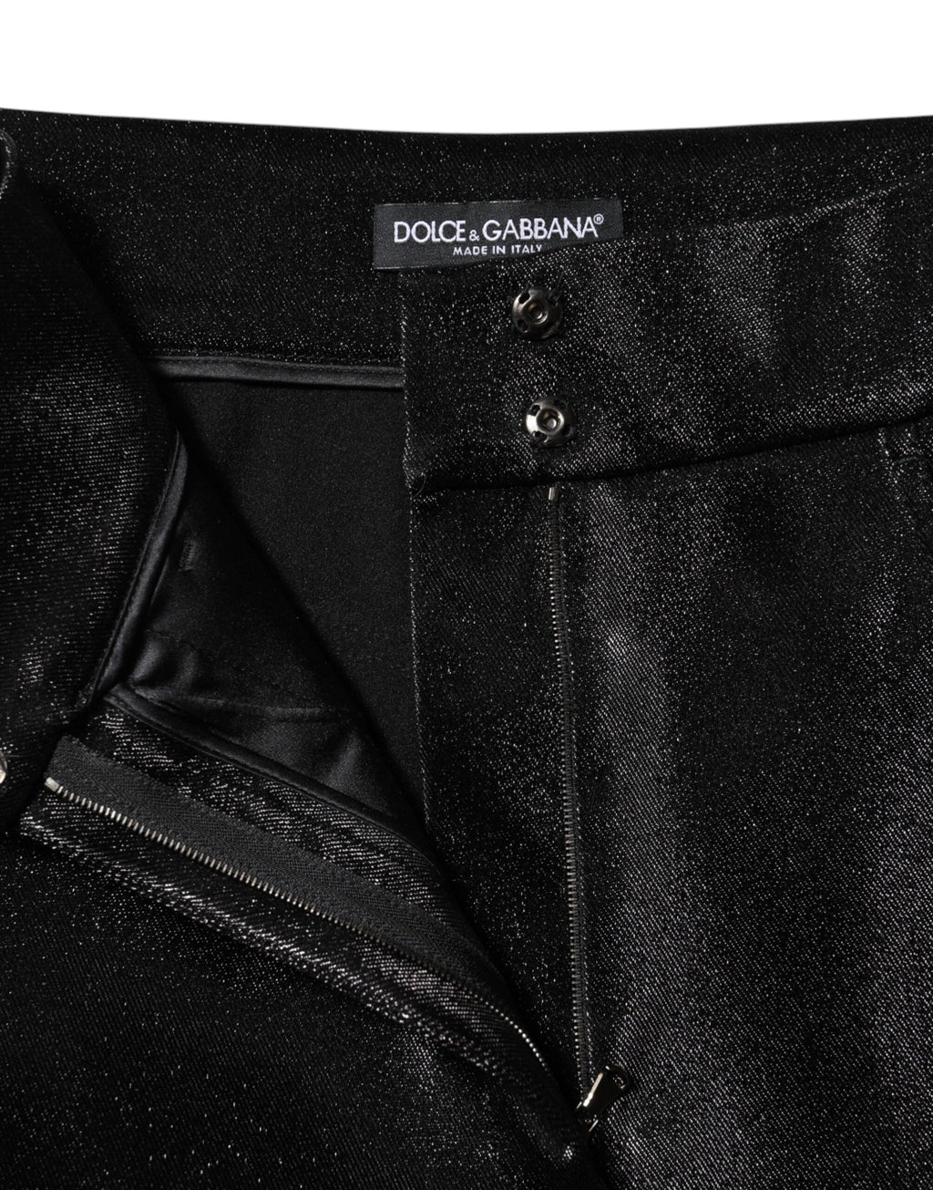Pantalon slim Dolce & Gabbana en coton stretch noir à fil lurex