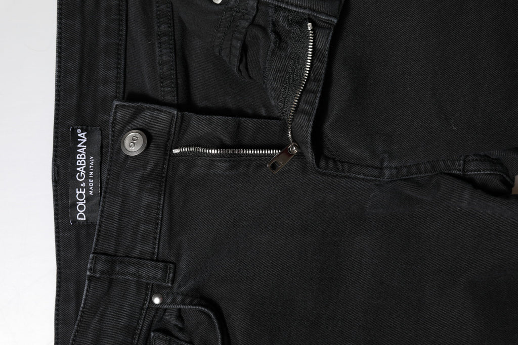 Dolce & Gabbana Jean Skinny Taille Mi-Haute en Coton Noir