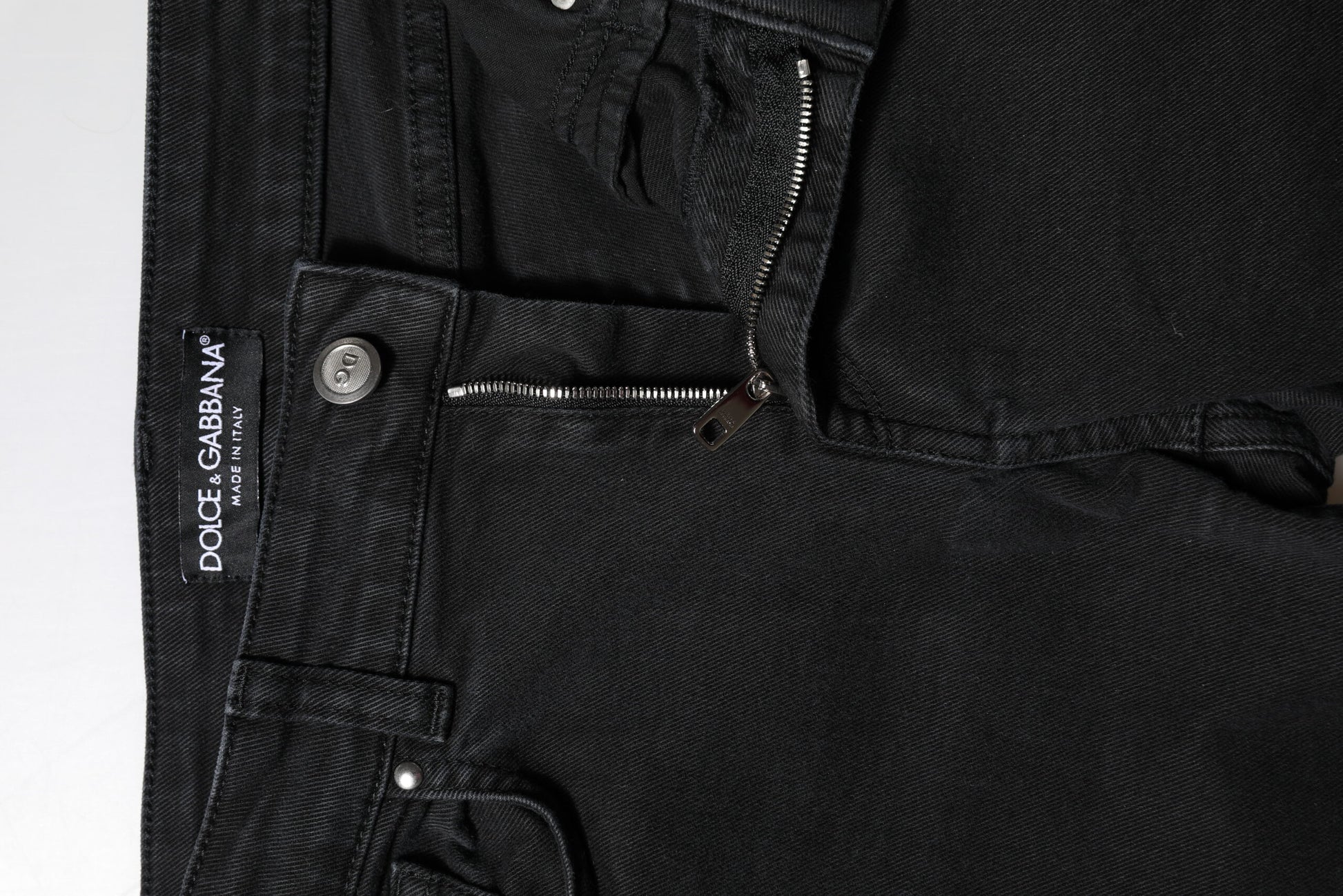 Dolce & Gabbana Jean Skinny Taille Mi-Haute en Coton Noir
