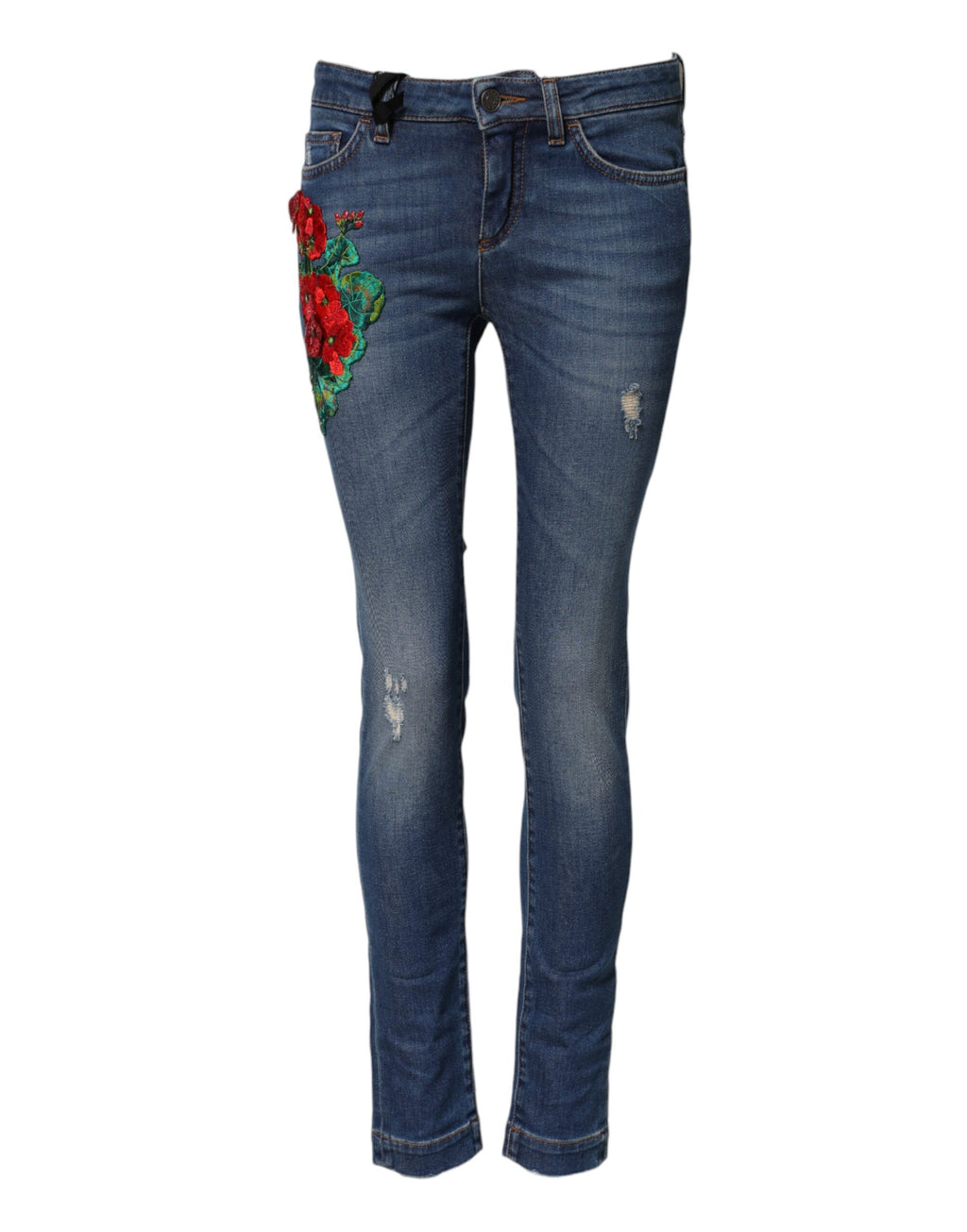 Jean slim en denim bleu coton taille basse Dolce & Gabbana