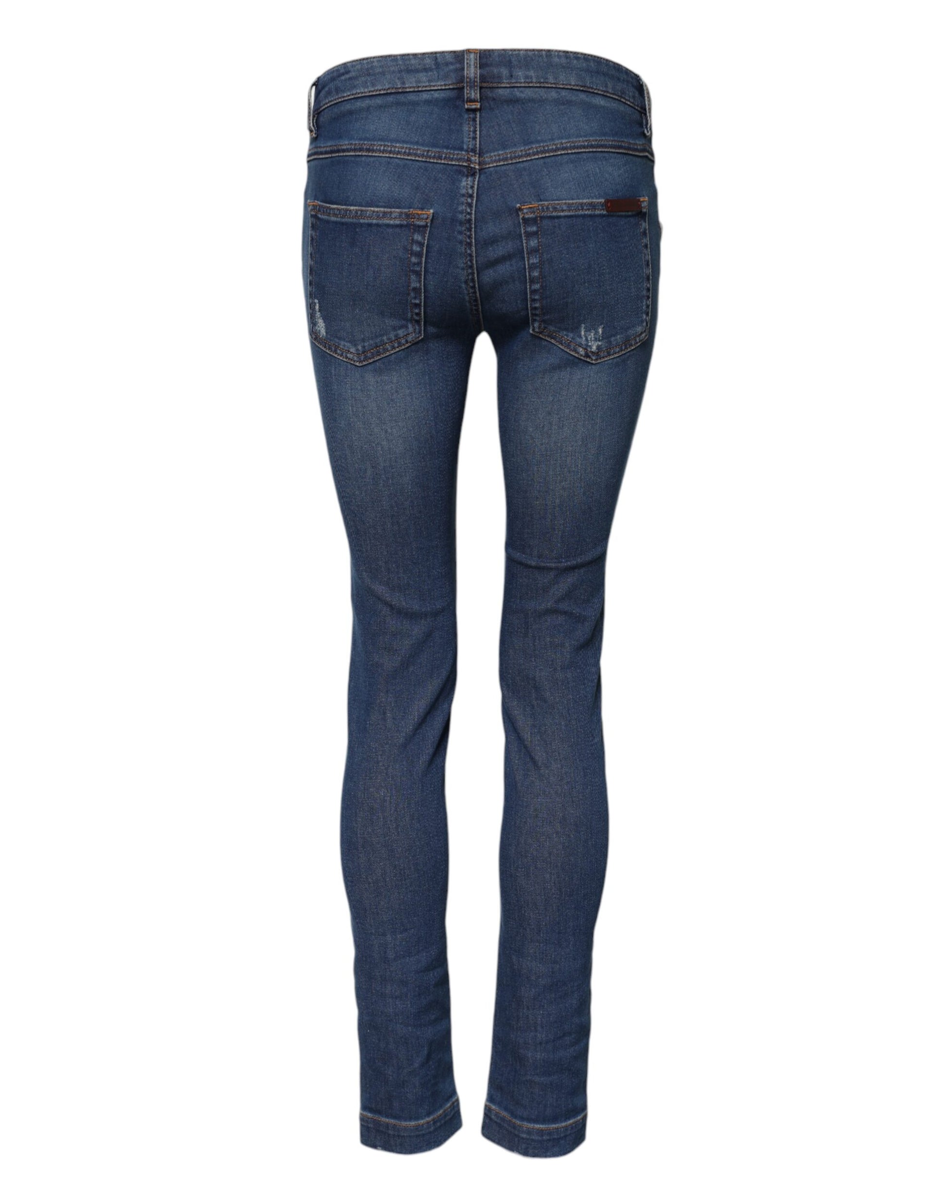 Jean slim en denim bleu coton taille basse Dolce & Gabbana