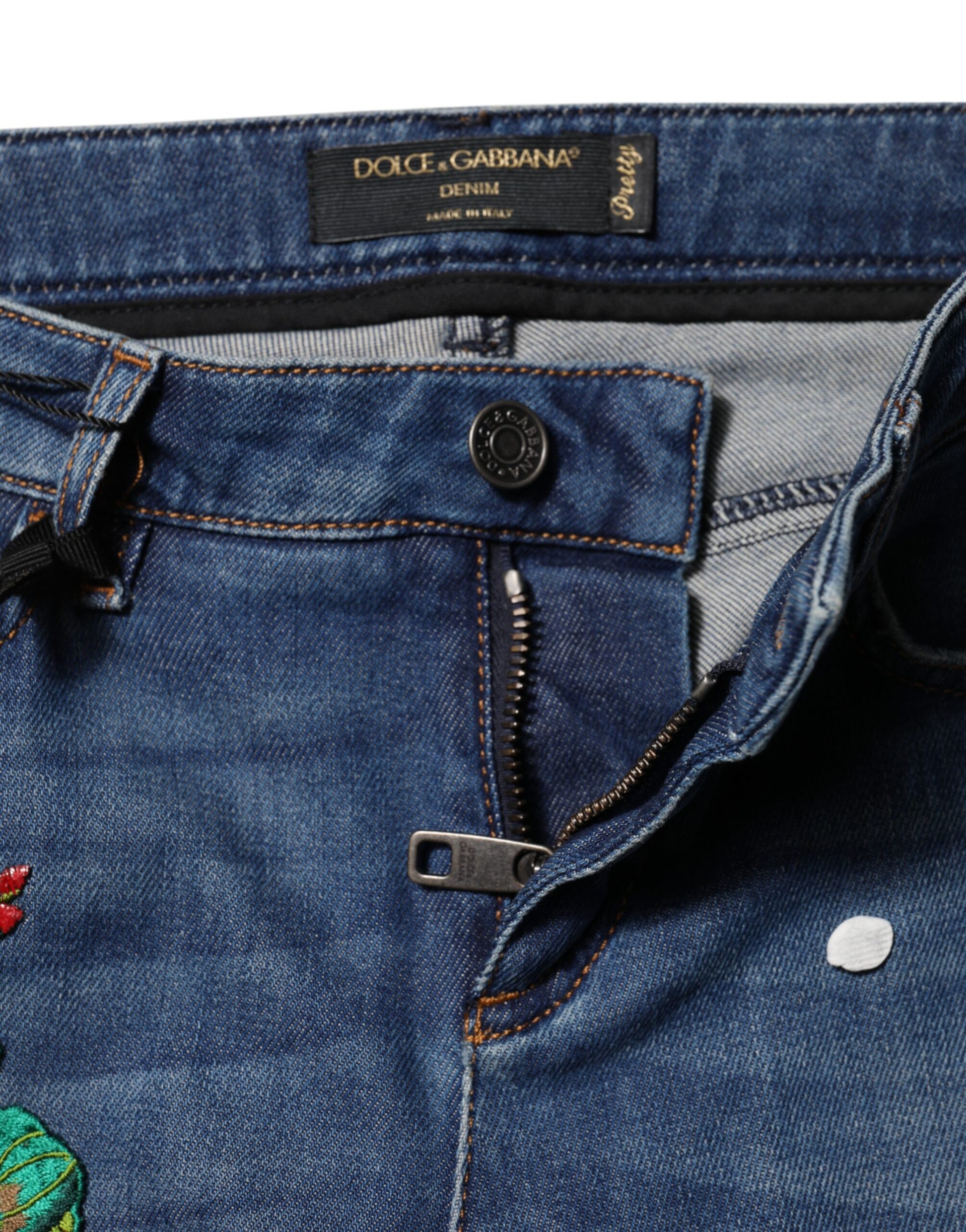 Jean slim en denim bleu coton taille basse Dolce & Gabbana