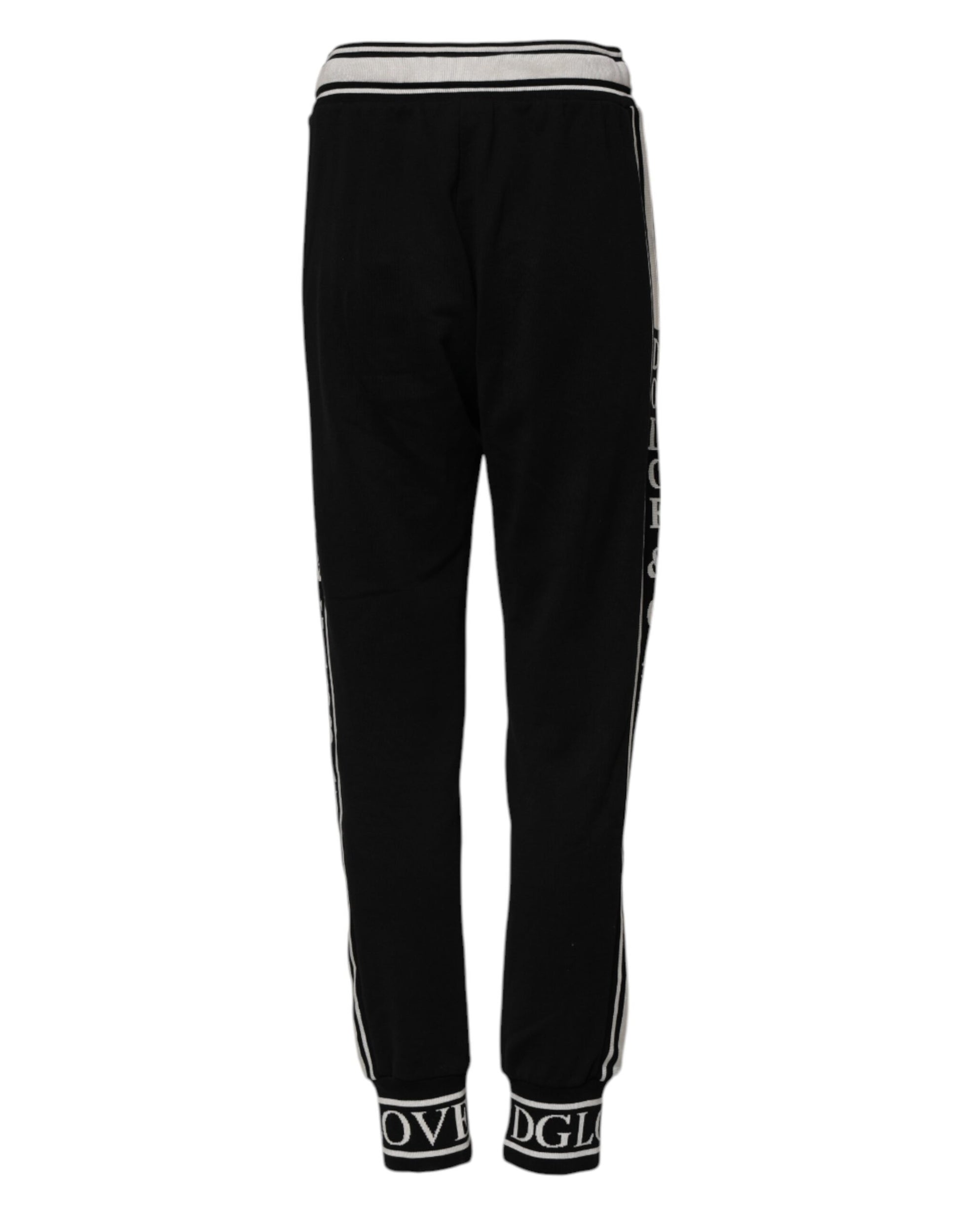 Pantalon de jogging Dolce & Gabbana en coton noir avec logo à la taille