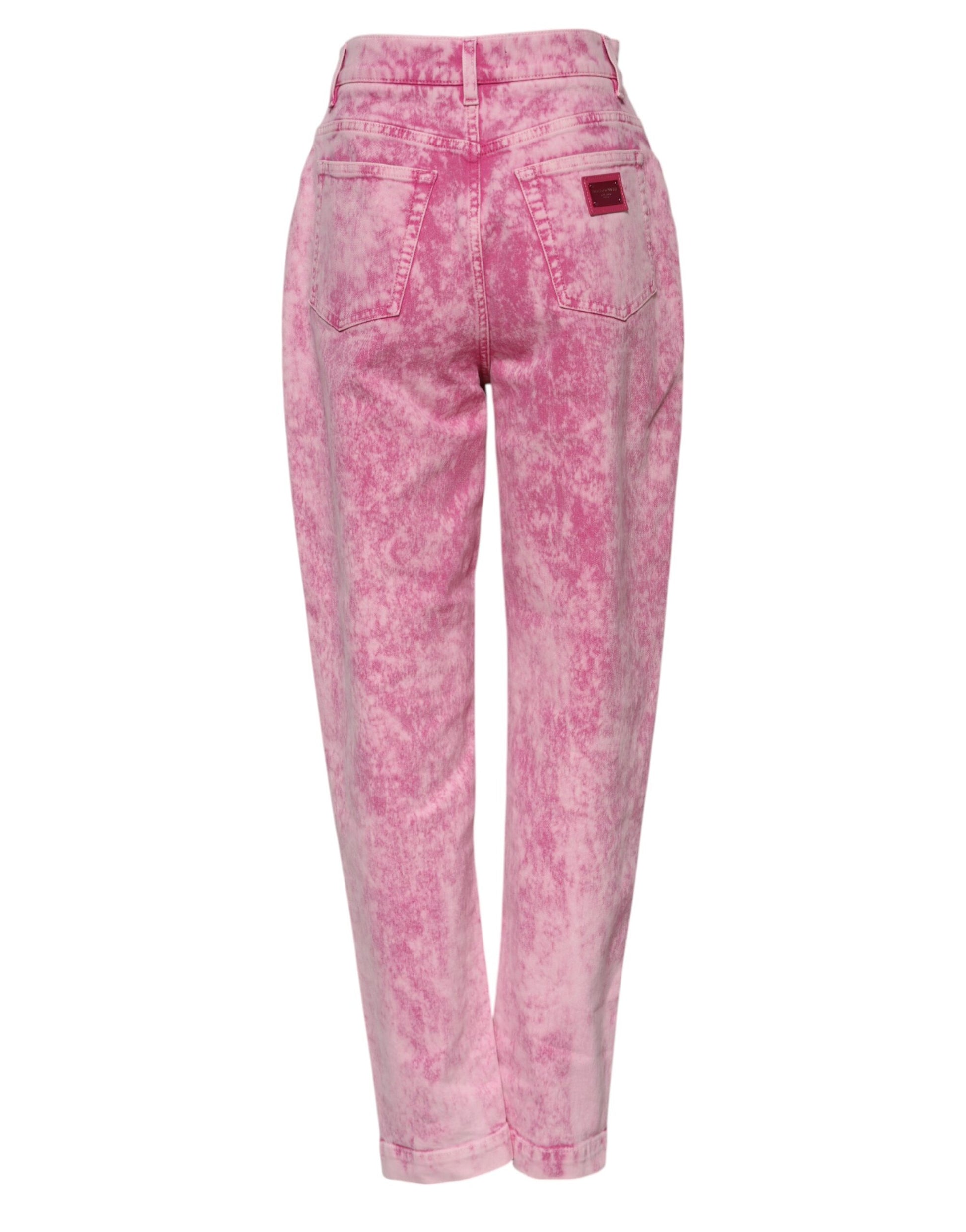 Jean fuselé en denim taille haute tie-dye rose Dolce & Gabbana