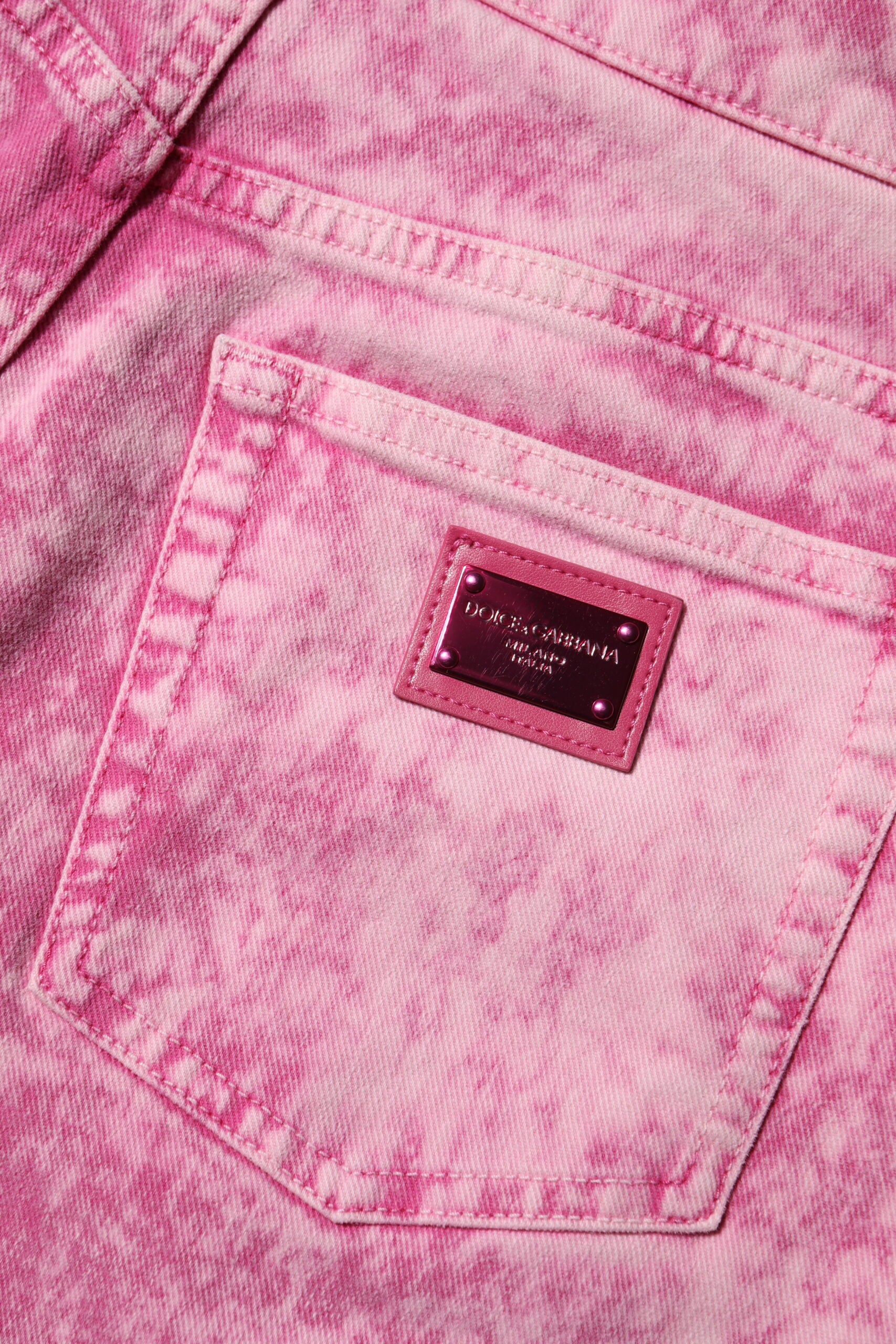 Jean fuselé en denim taille haute tie-dye rose Dolce & Gabbana