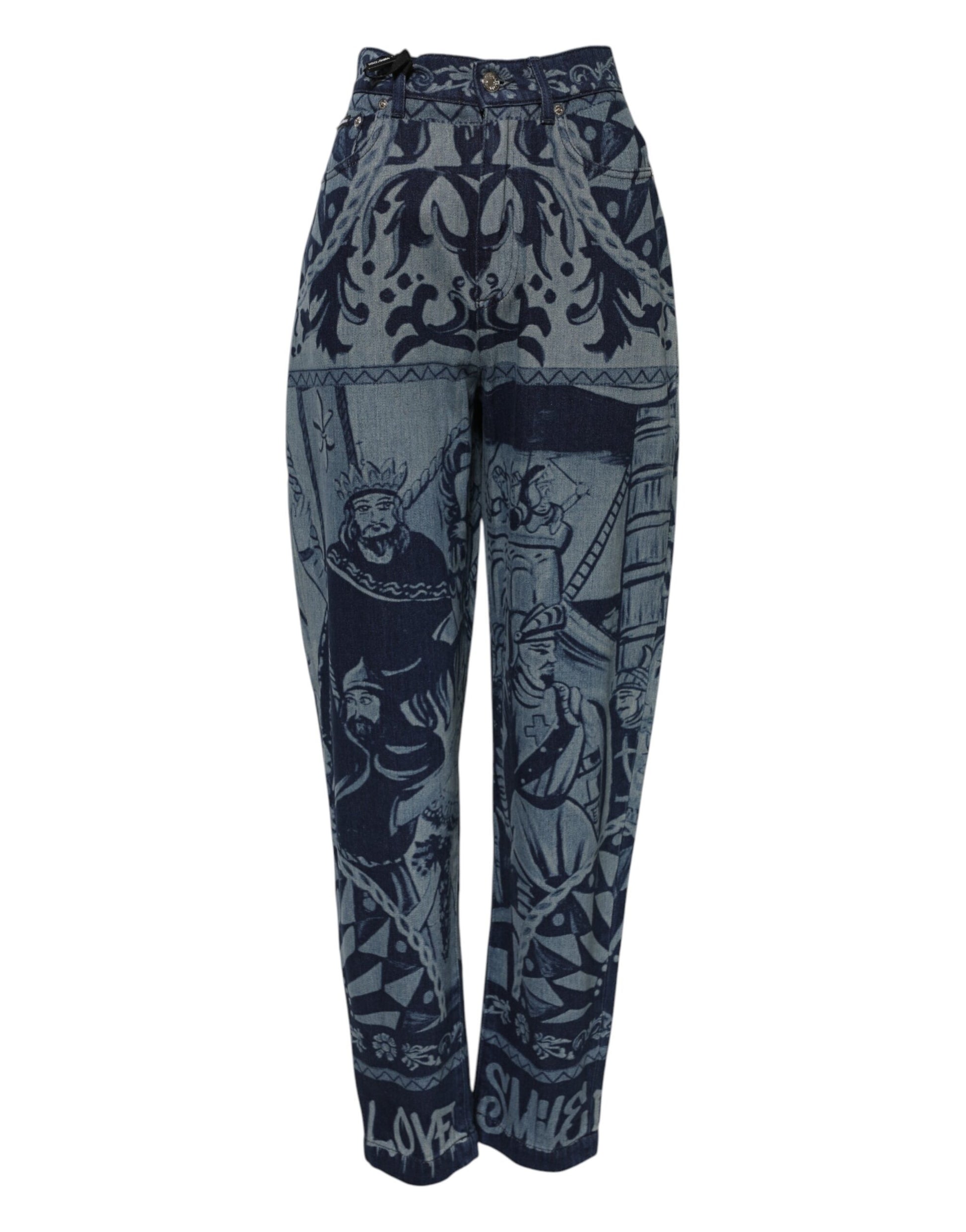 Jean en denim fuselé Dolce & Gabbana à imprimé graphique bleu