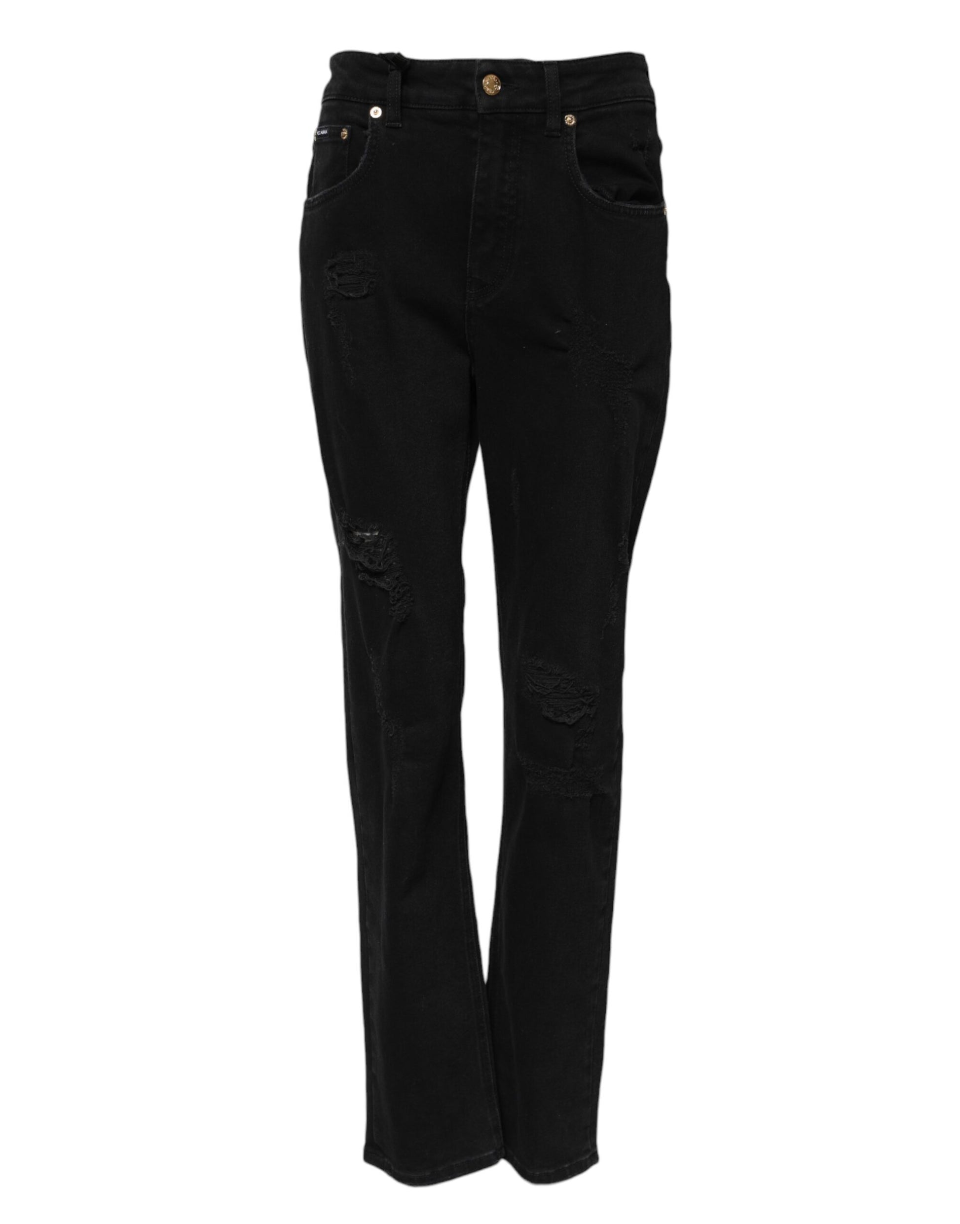 Jean ample évasé en denim de coton noir Dolce & Gabbana