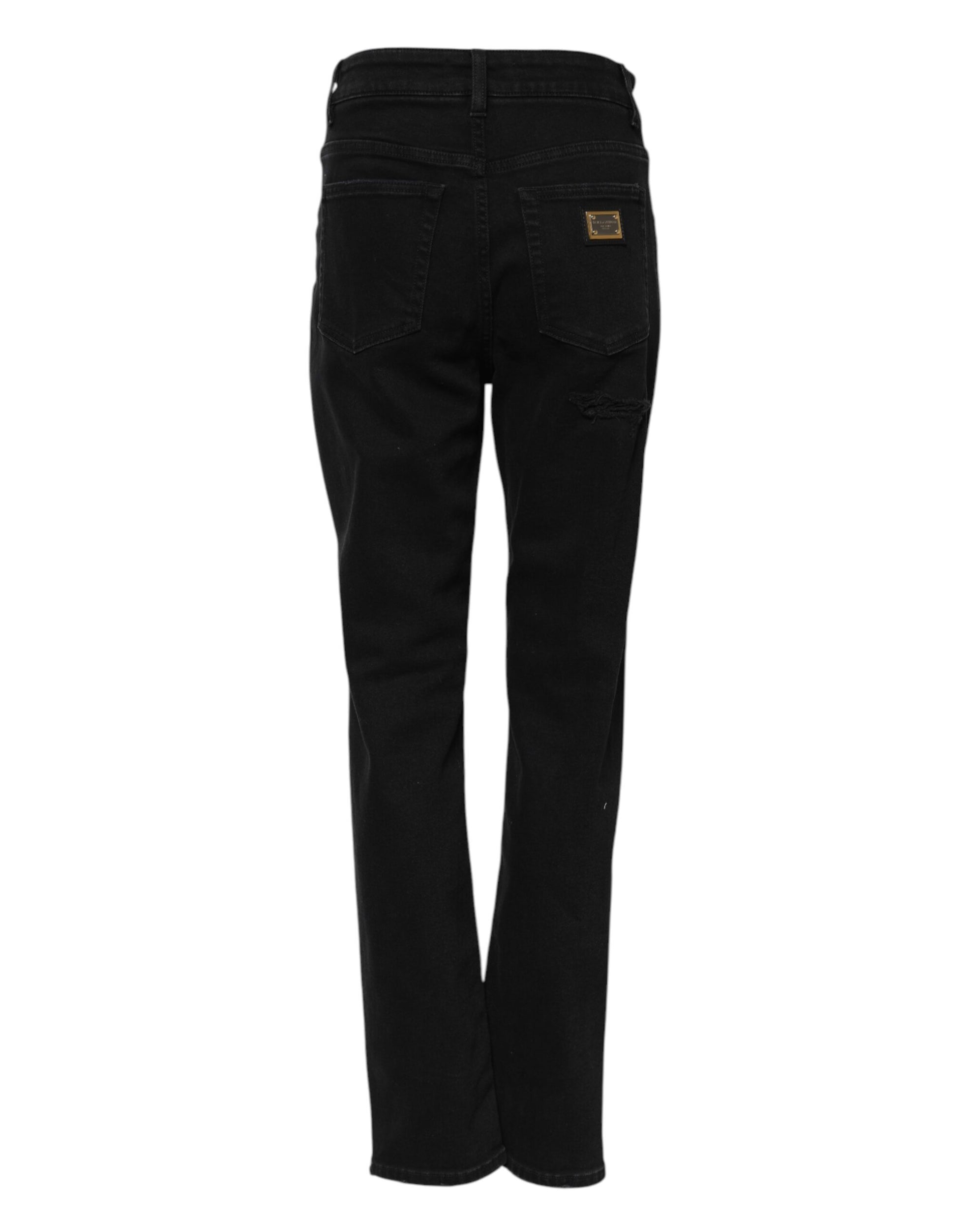 Jean ample évasé en denim de coton noir Dolce & Gabbana