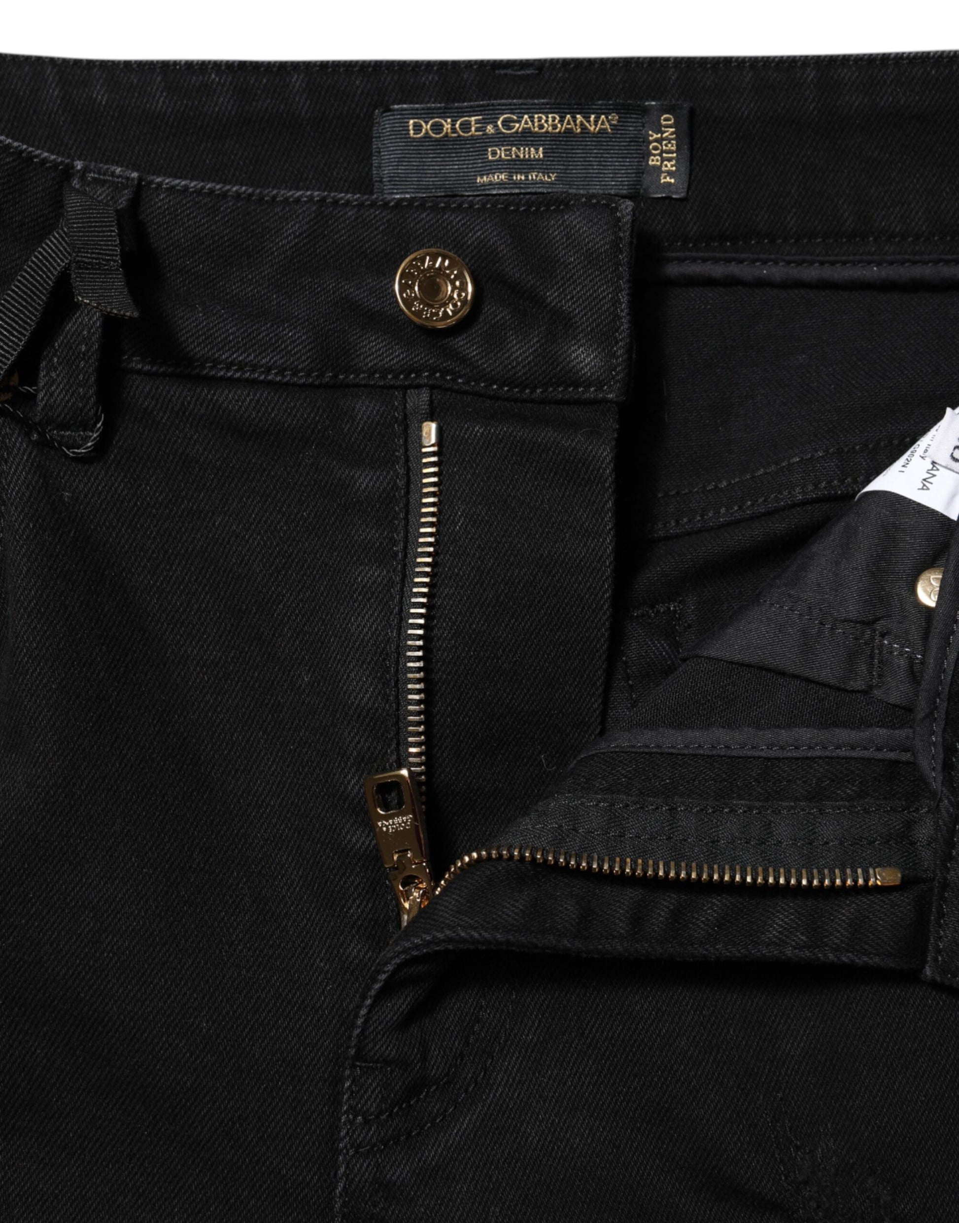 Jean ample évasé en denim de coton noir Dolce & Gabbana