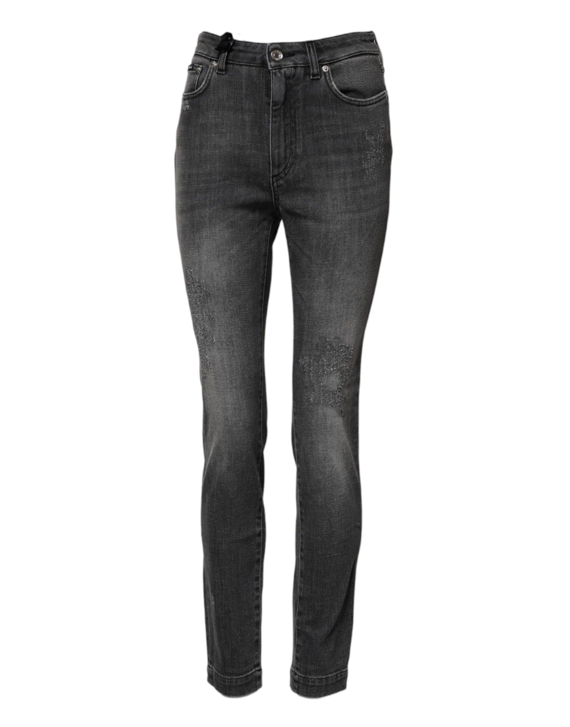 Jean slim en denim de coton AUDREY gris foncé Dolce & Gabbana