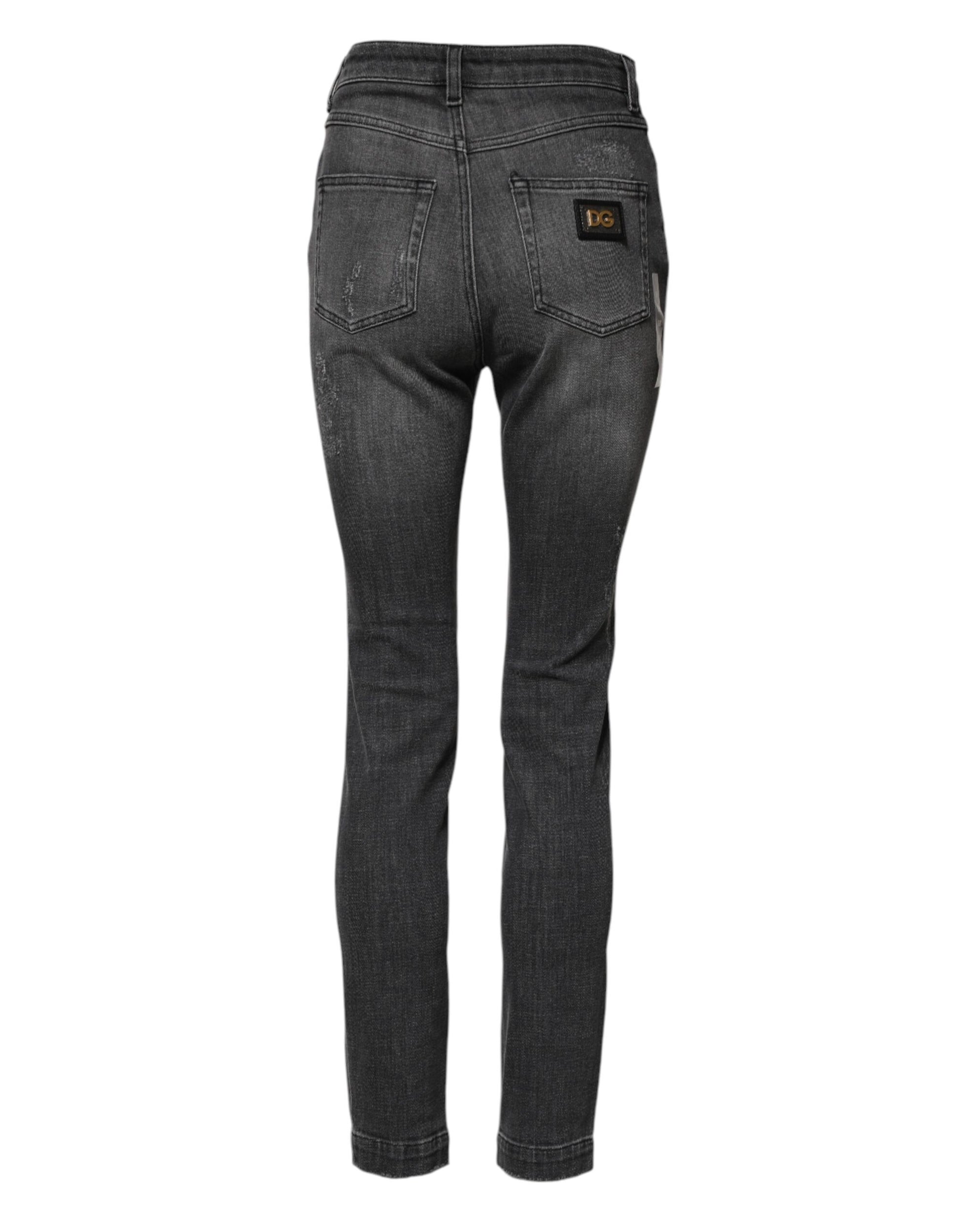 Jean slim en denim de coton AUDREY gris foncé Dolce & Gabbana