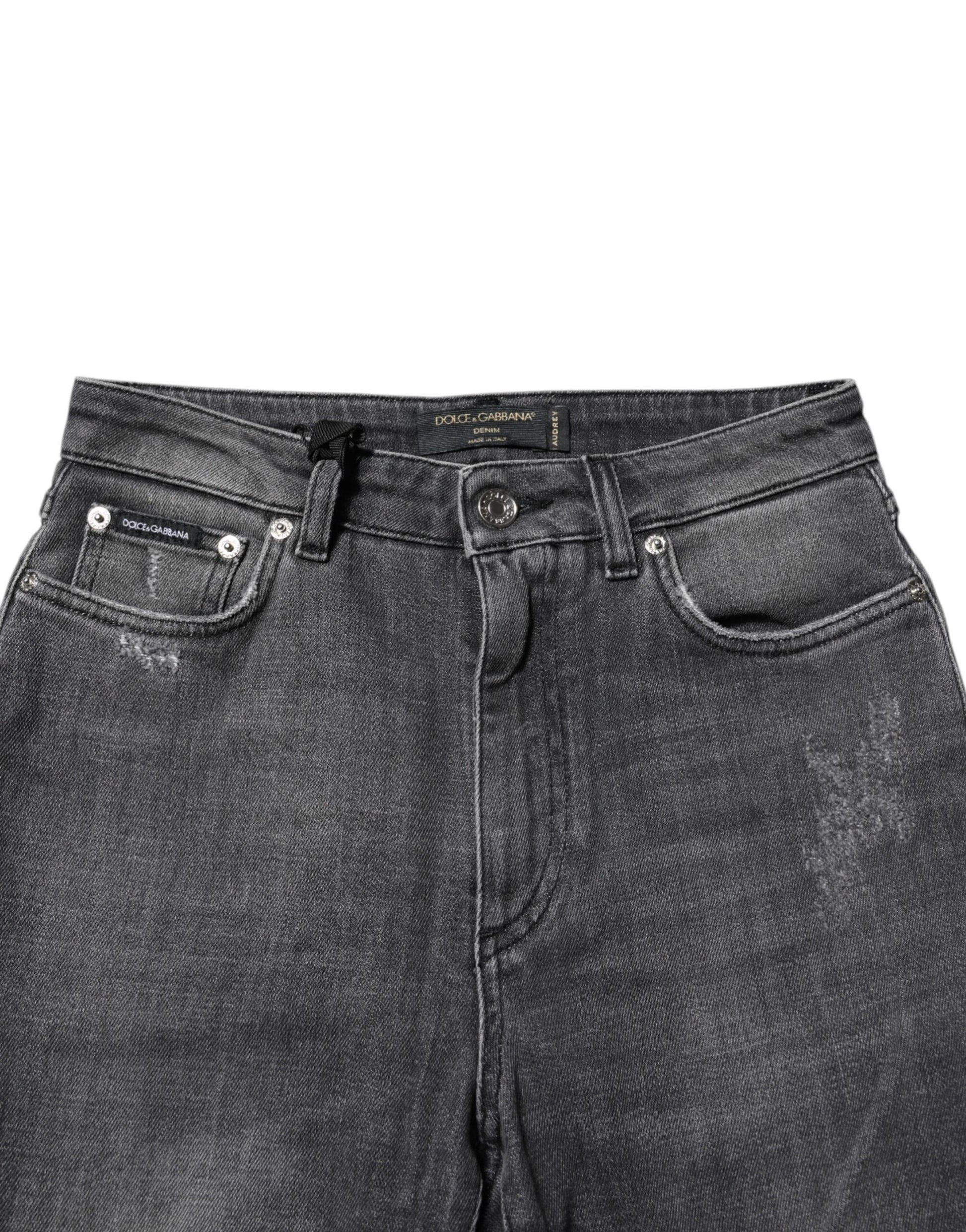 Jean slim en denim de coton AUDREY gris foncé Dolce & Gabbana