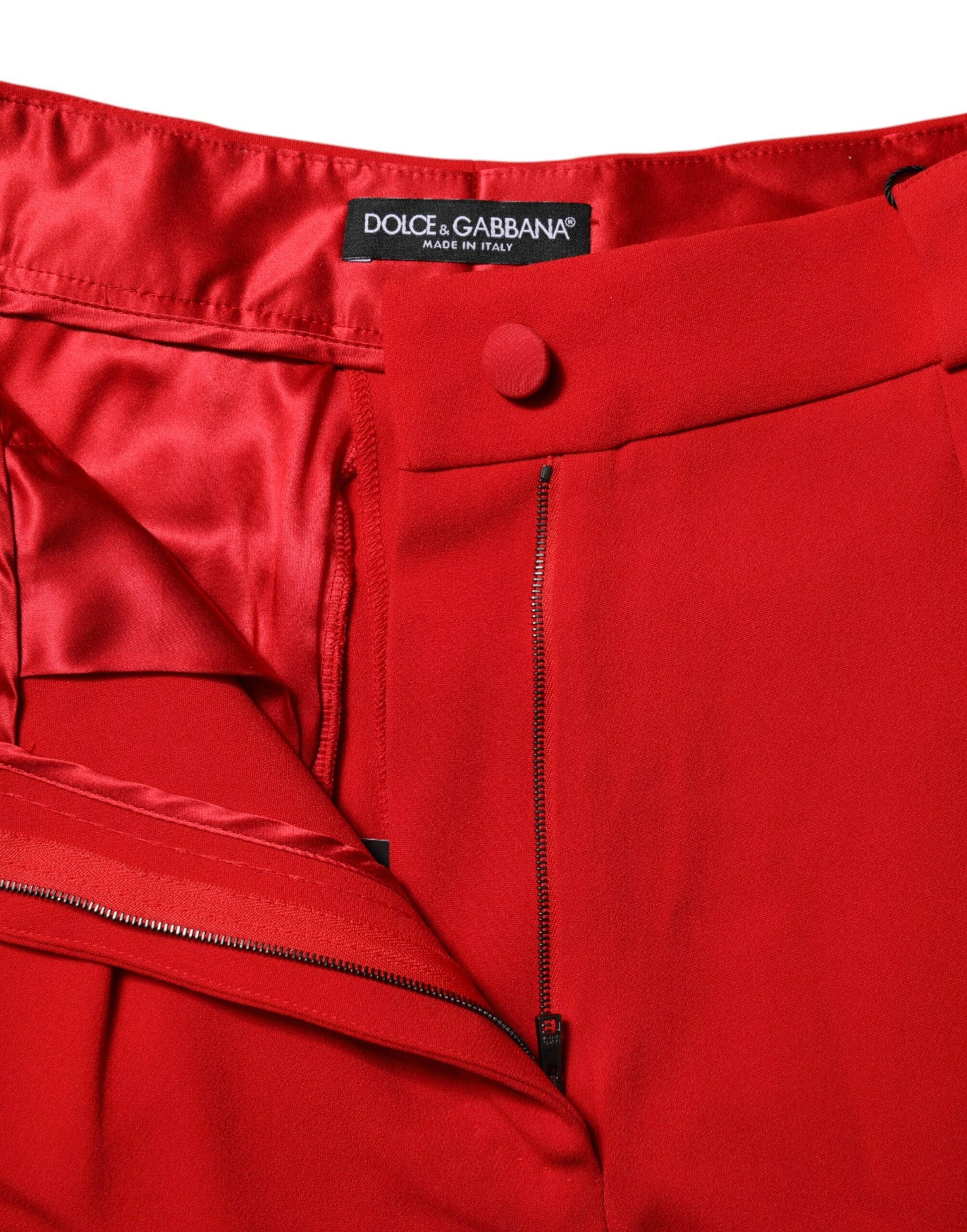 Pantalon fuselé taille haute Dolce & Gabbana en viscose rouge