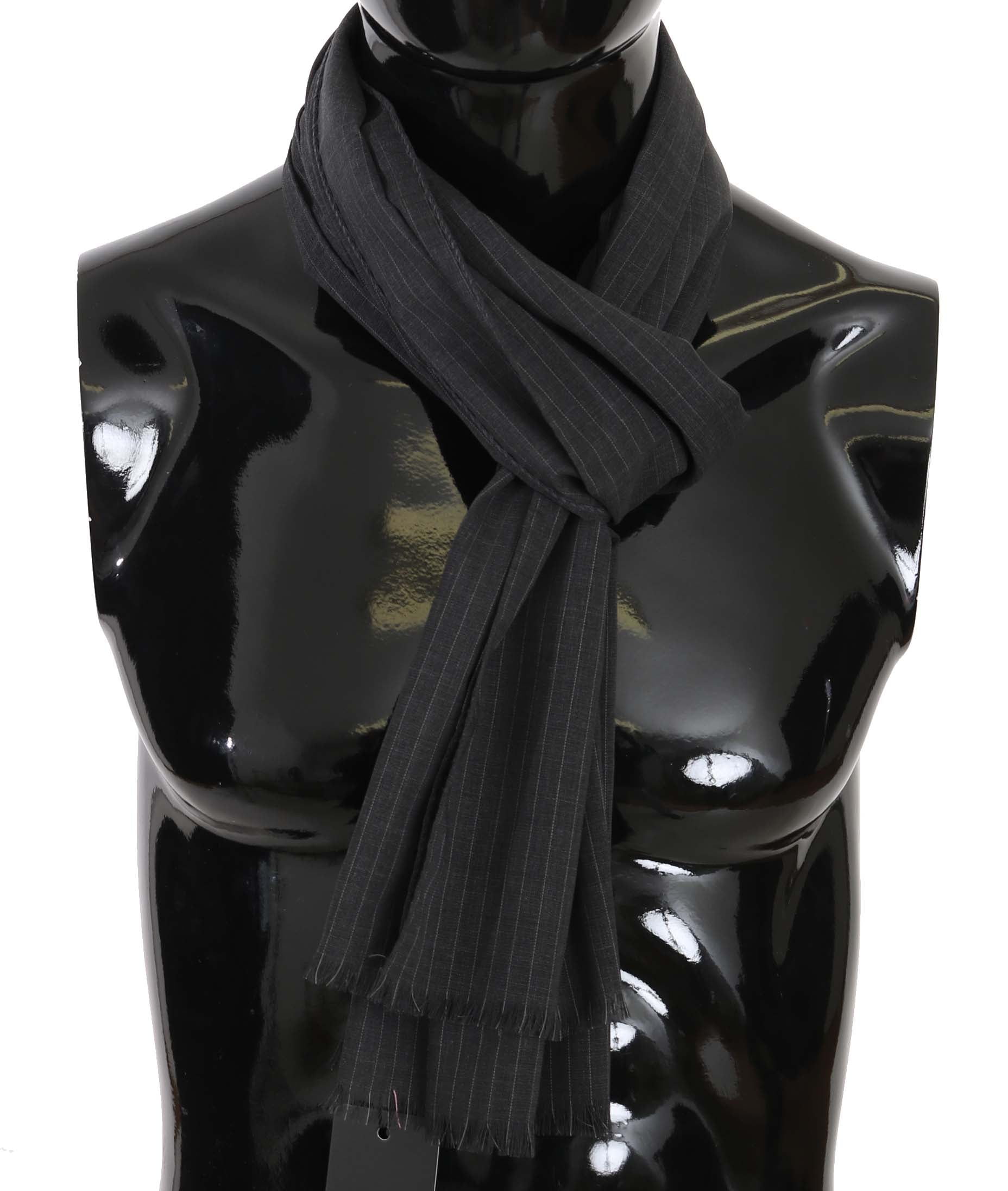 Écharpe portefeuille rayée Dolce & Gabbana en laine 100 % grise