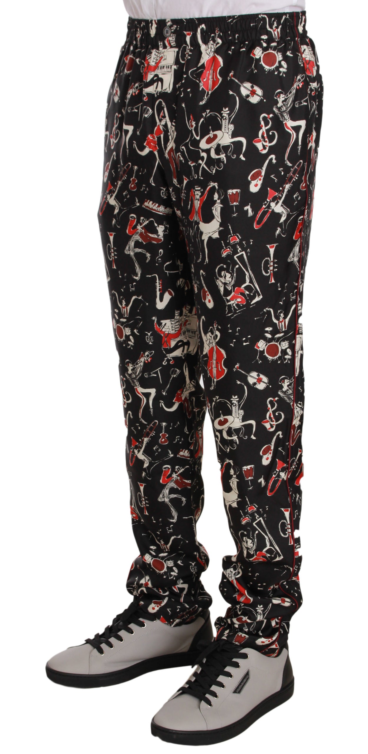 Pantalon de pyjama Dolce & Gabbana rouge à imprimé instrument de musique