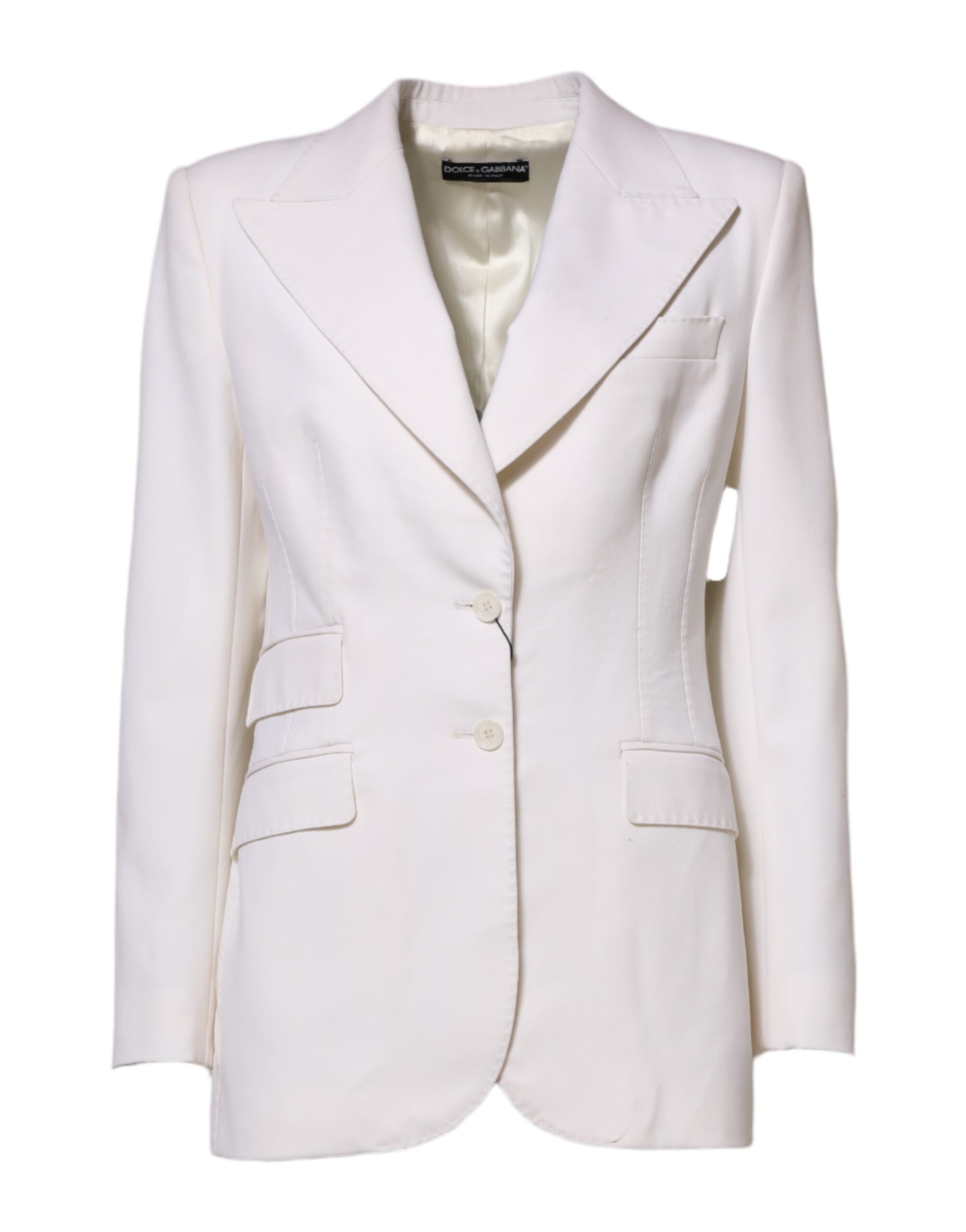 Manteau-Veste Femme Dolce & Gabbana Blanc Laine Simple Boutonnage