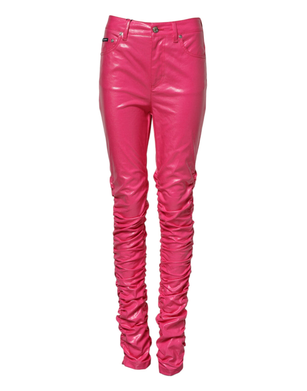 Jean slim taille haute en denim de coton rose Dolce & Gabbana