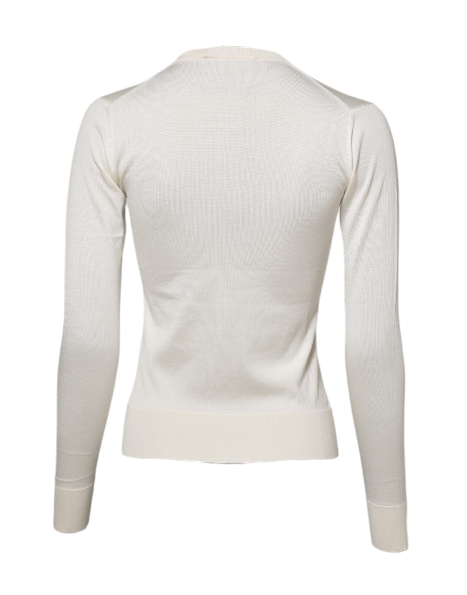 Cardigan pull en soie blanche orné de lys Dolce & Gabbana