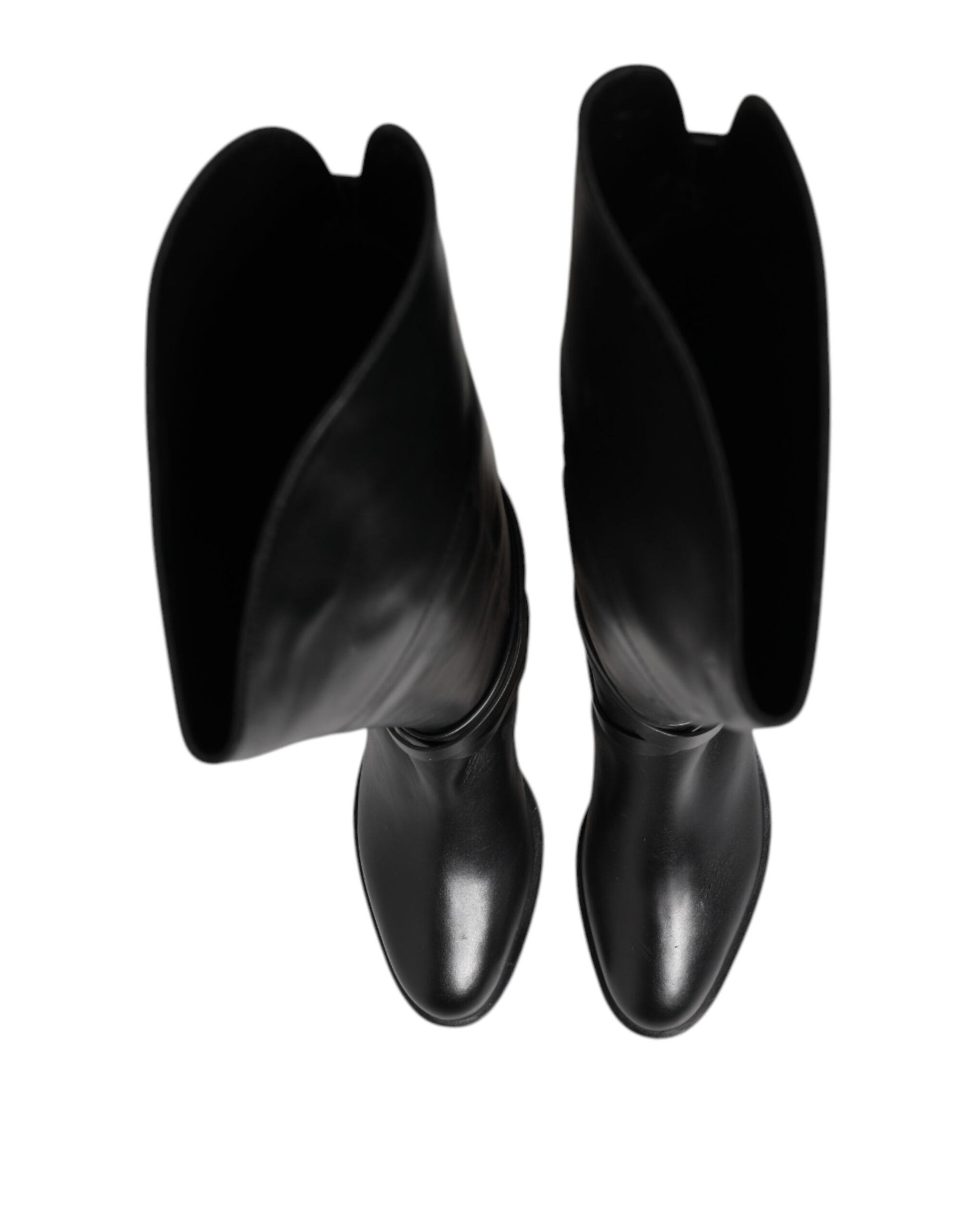 Bottes hautes à boucles en cuir noir Elisabetta Franchi