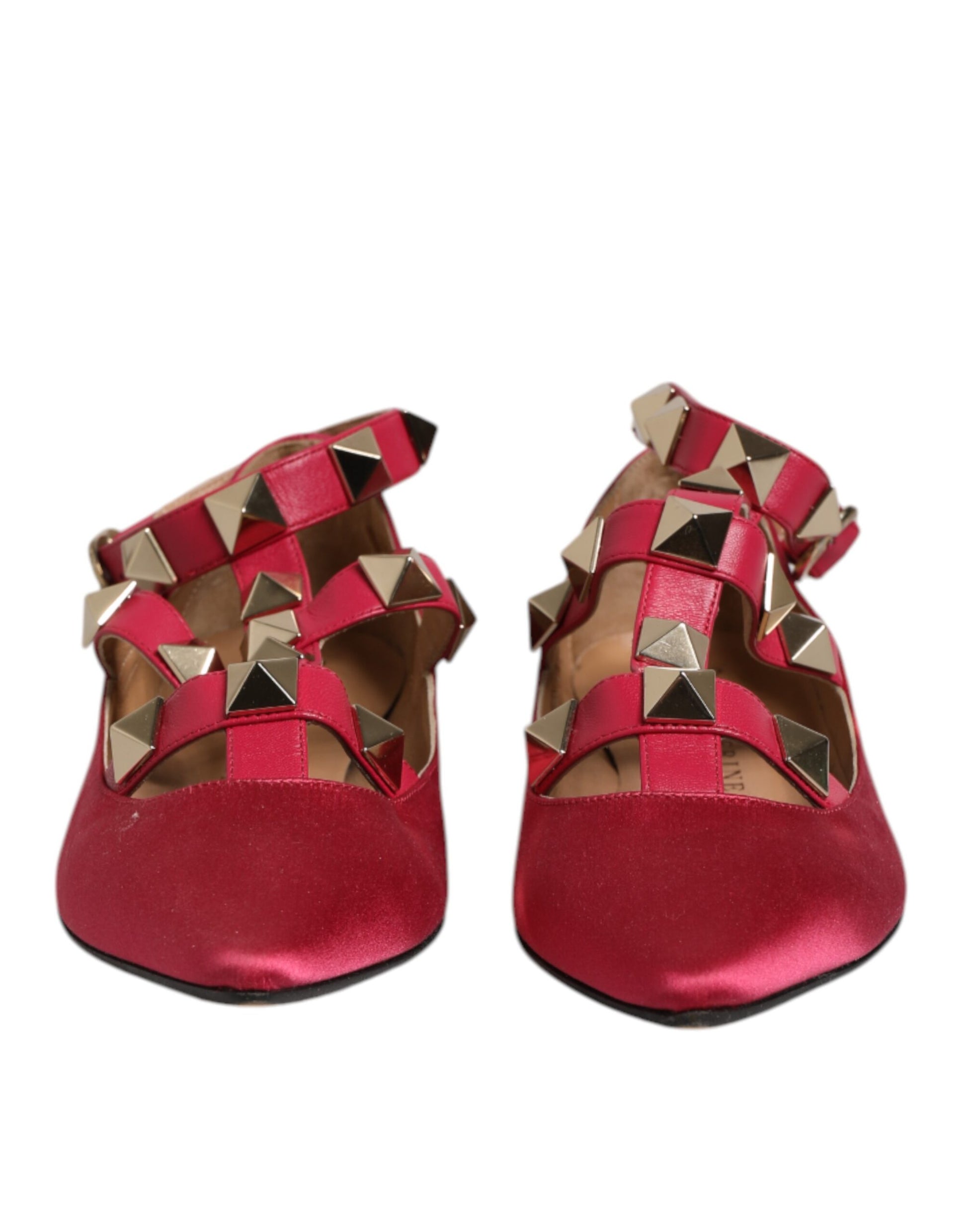Prosperine – Ballerinas mit spitzer Zehenpartie in Rot und Gold mit Nieten