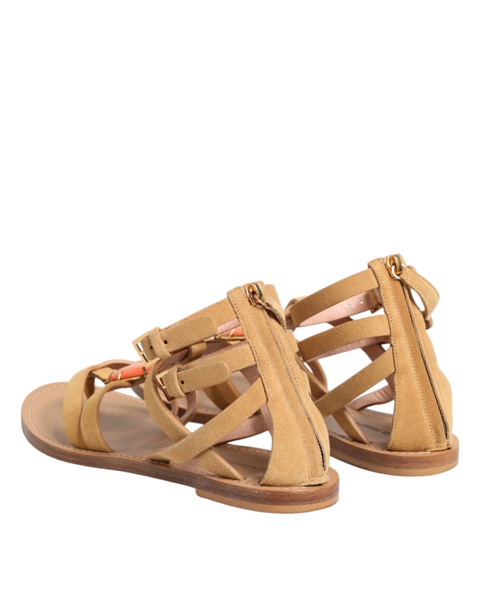 Alberta Ferretti – Braune Flip-Flops mit Reißverschluss und Knöchelriemen