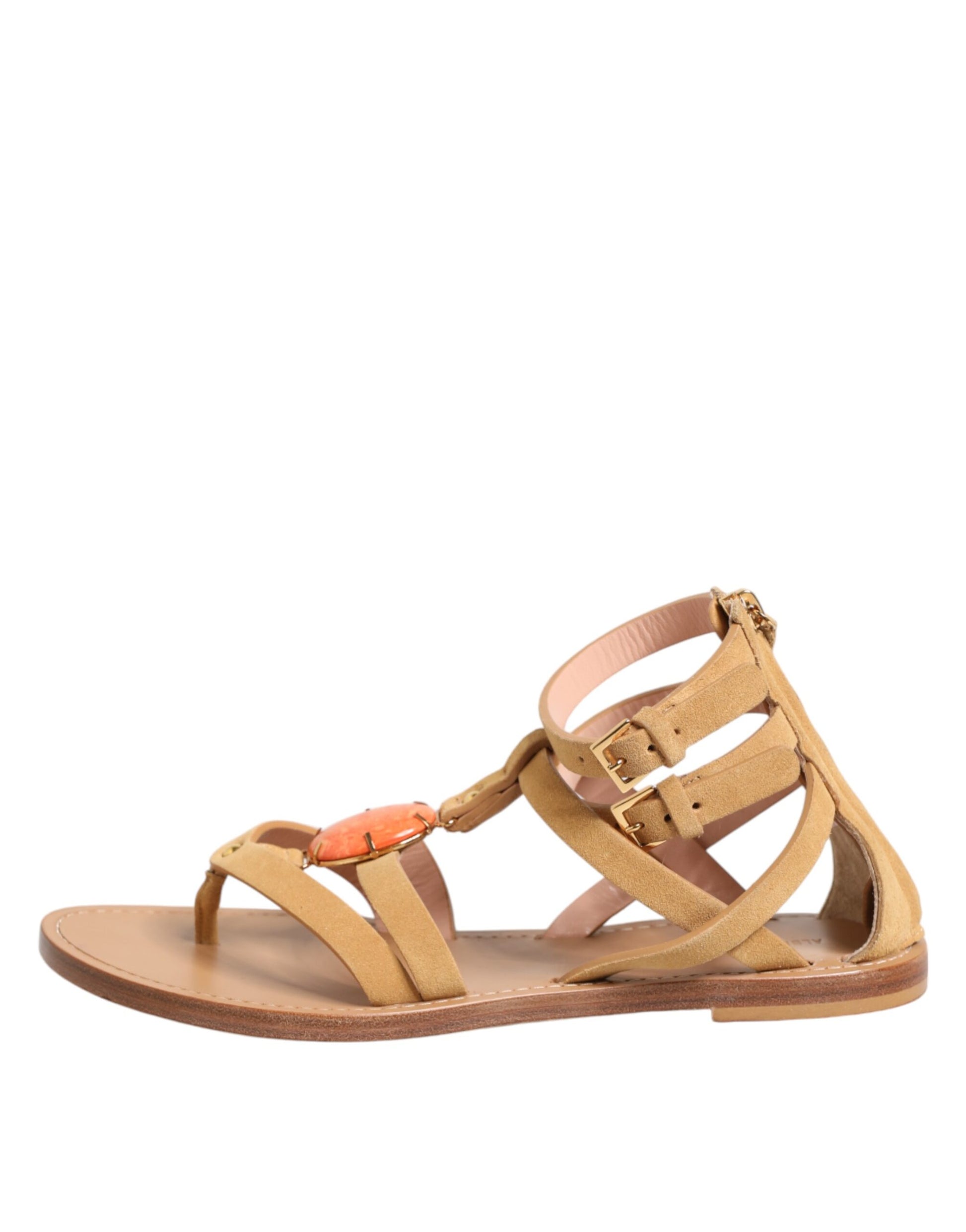 Alberta Ferretti – Braune Flip-Flops mit Reißverschluss und Knöchelriemen