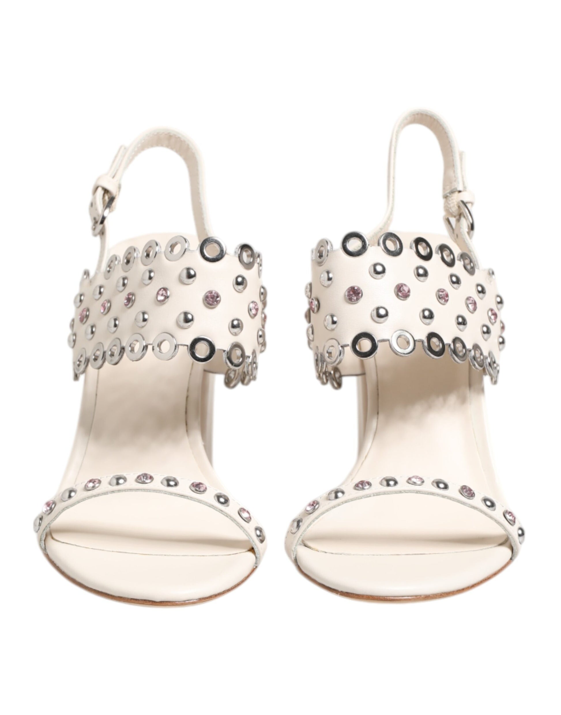 ASH – Weiße Sandalen mit Blockabsatz und Nieten