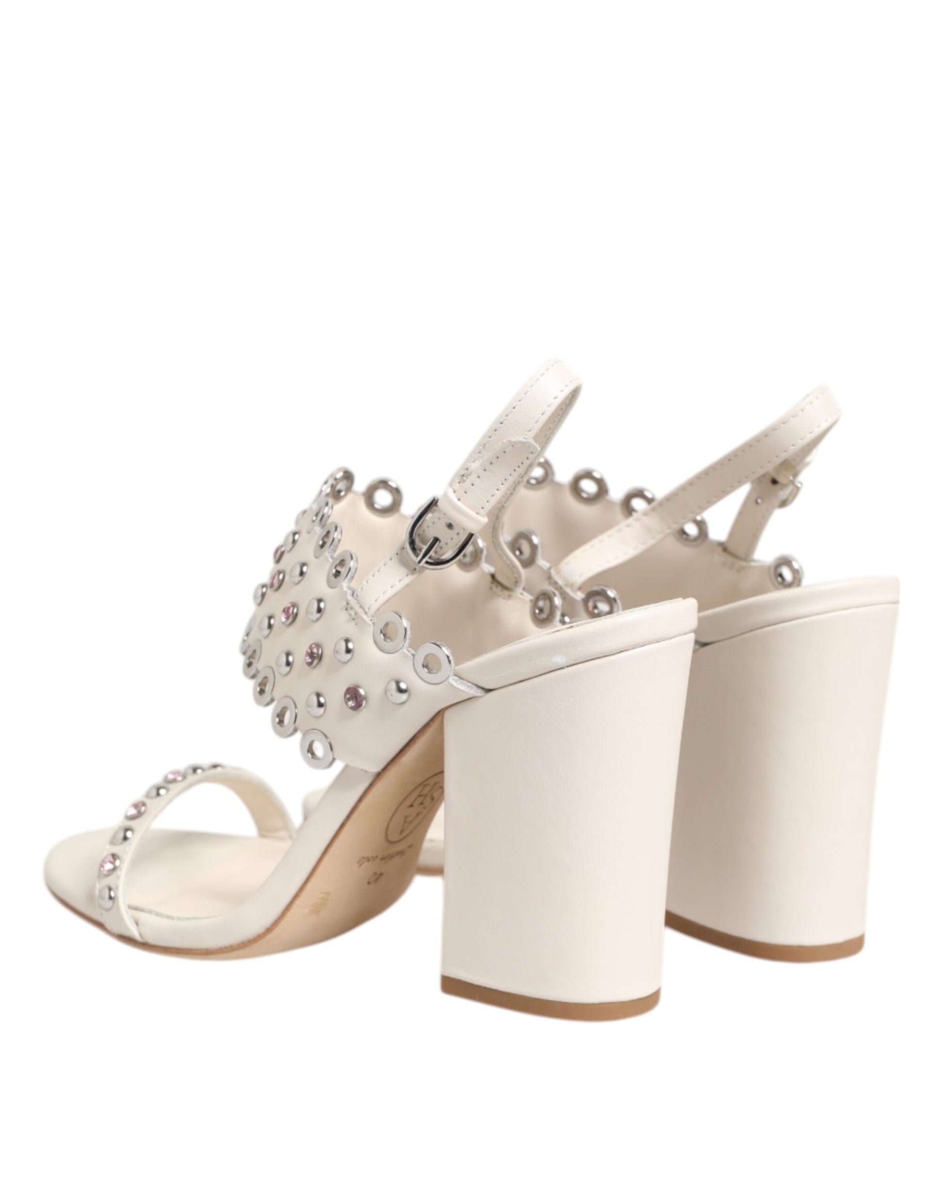 ASH – Weiße Sandalen mit Blockabsatz und Nieten